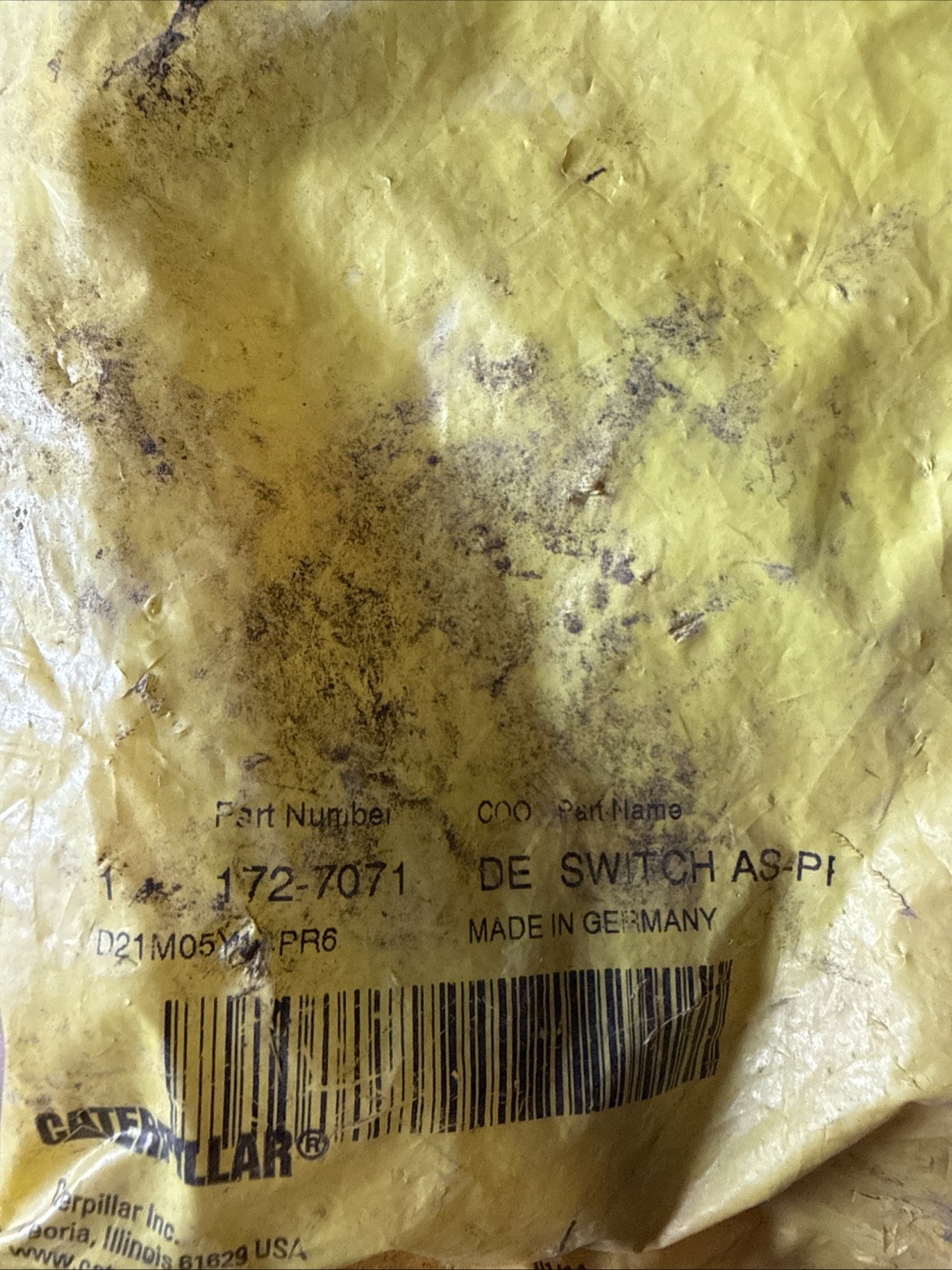 NEW IN BAG GENUINE CATERPILLAR BRAKE PRESSURE SWITCH CAT PART # 172-7071