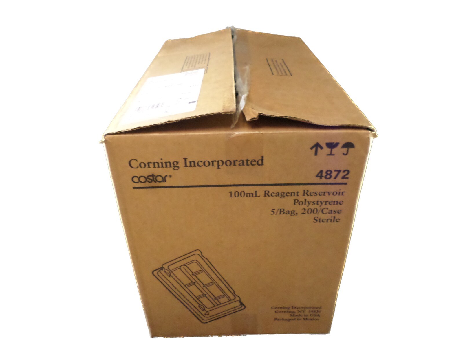 CORNING COSTAR 100mL Sterile Disposable White PS Reagent Reservoirs 4872(200/cs)