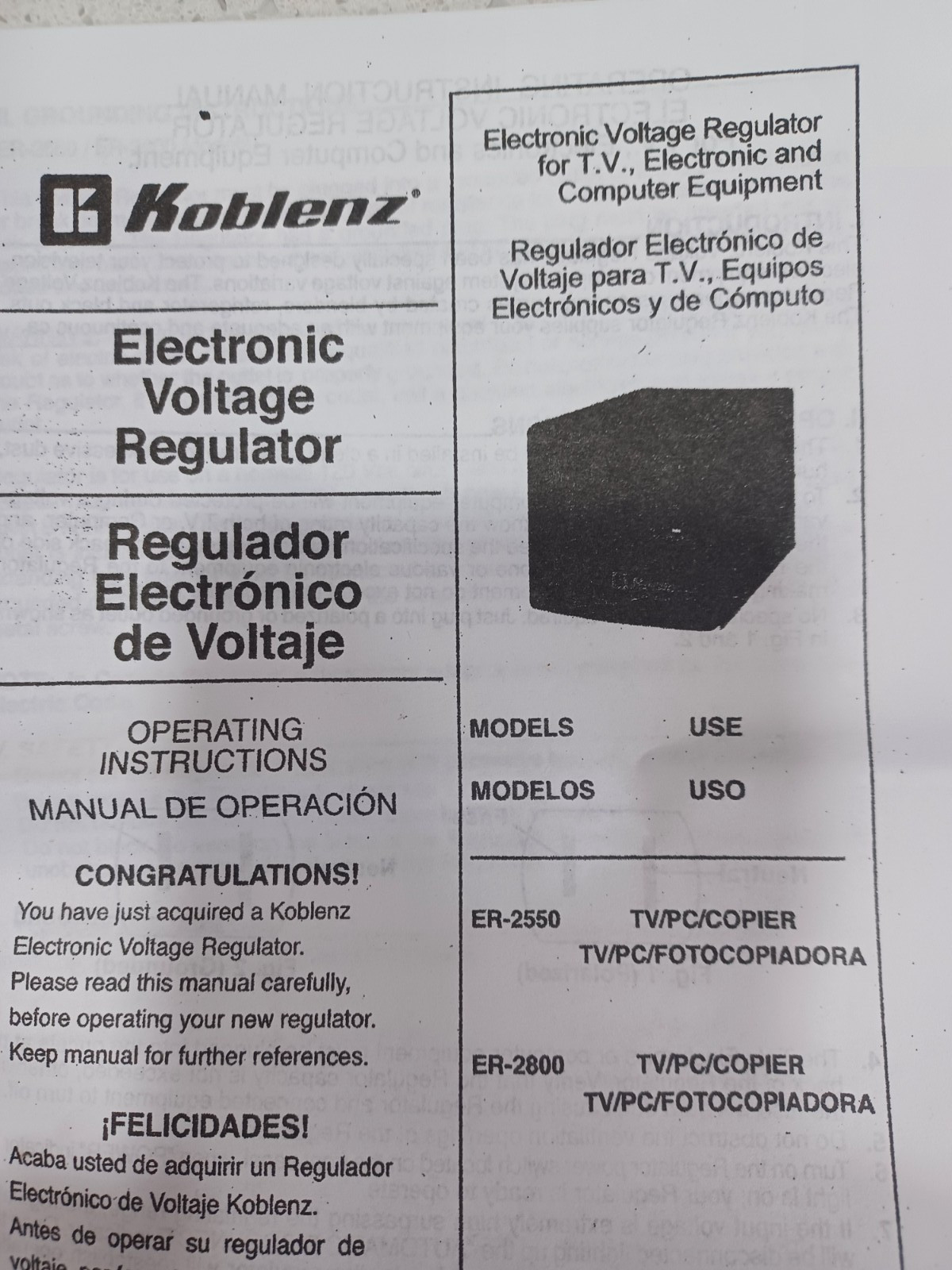 Koblenz Automatic Hi-capacity Voltage Regulator 120V – 6 outlets CPU Protection