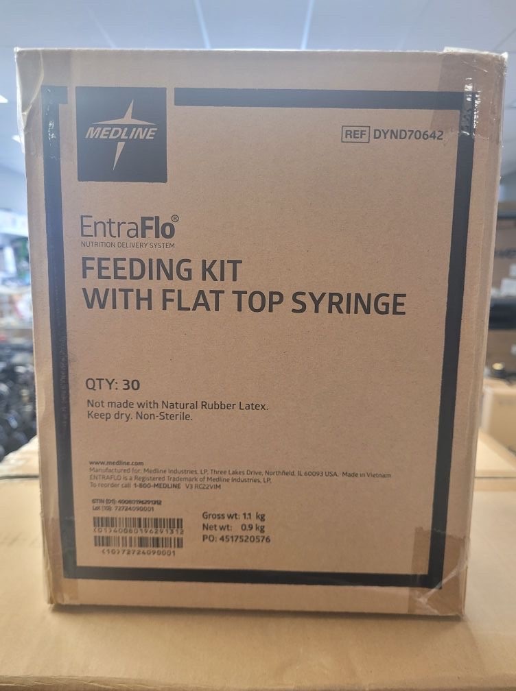 Medline EntraFlo Feeding kits w/flat top syringe DYND70642 sealed box of 30
