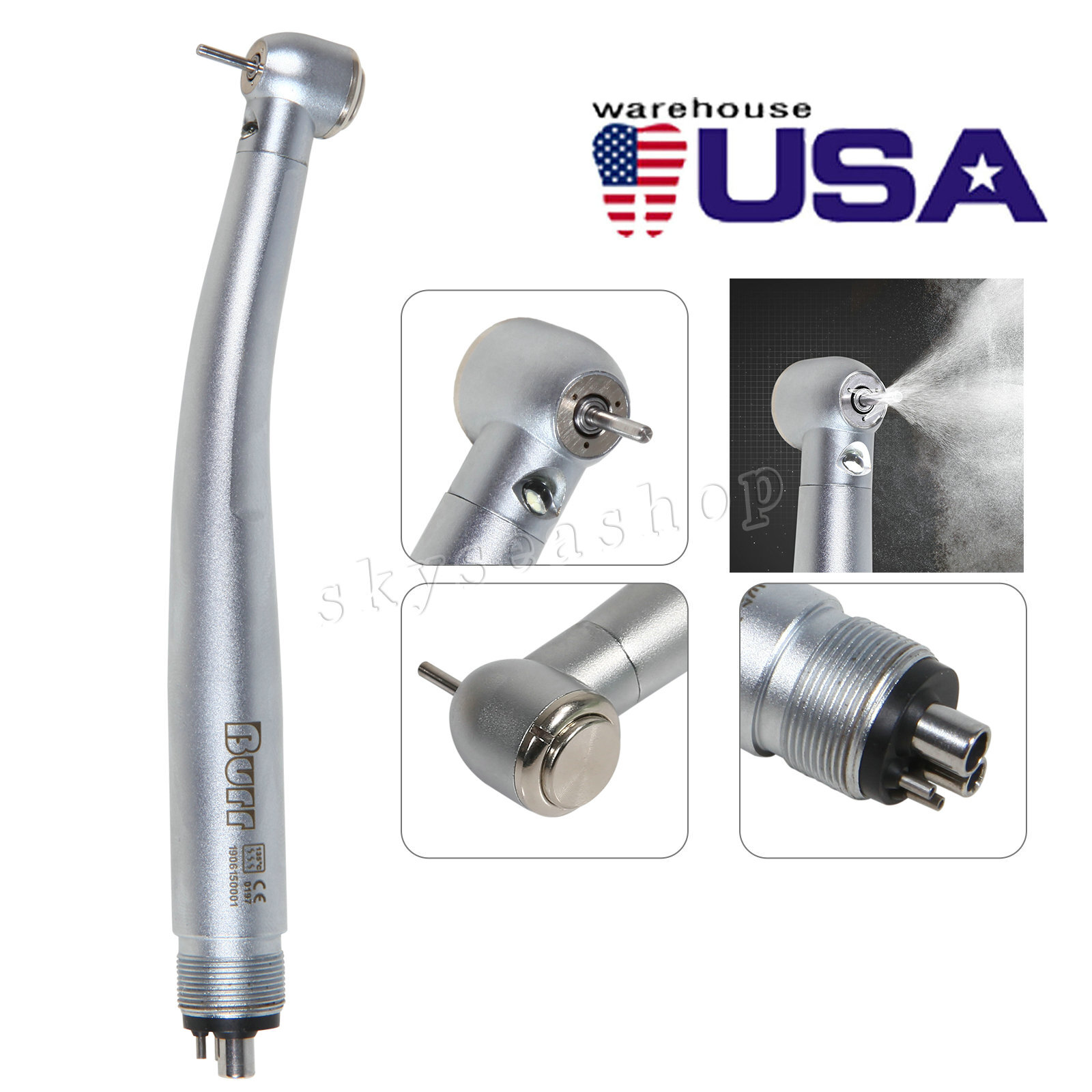 NSK Style Dental Fiber Optic LED E-generator High Speed Handpiece Turbine 4 HOLE