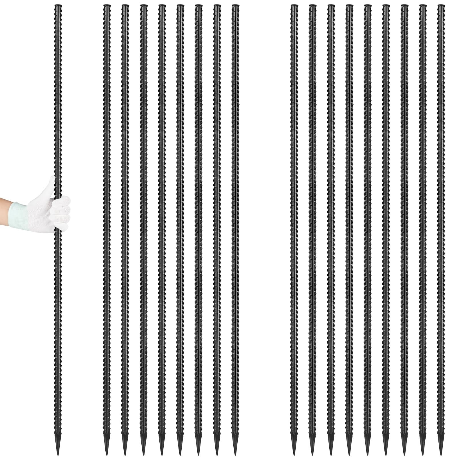 Rebar Stakes 36 inches 16-Pack Concrete Form Stakes Straight 3/8″ Diameter Re…