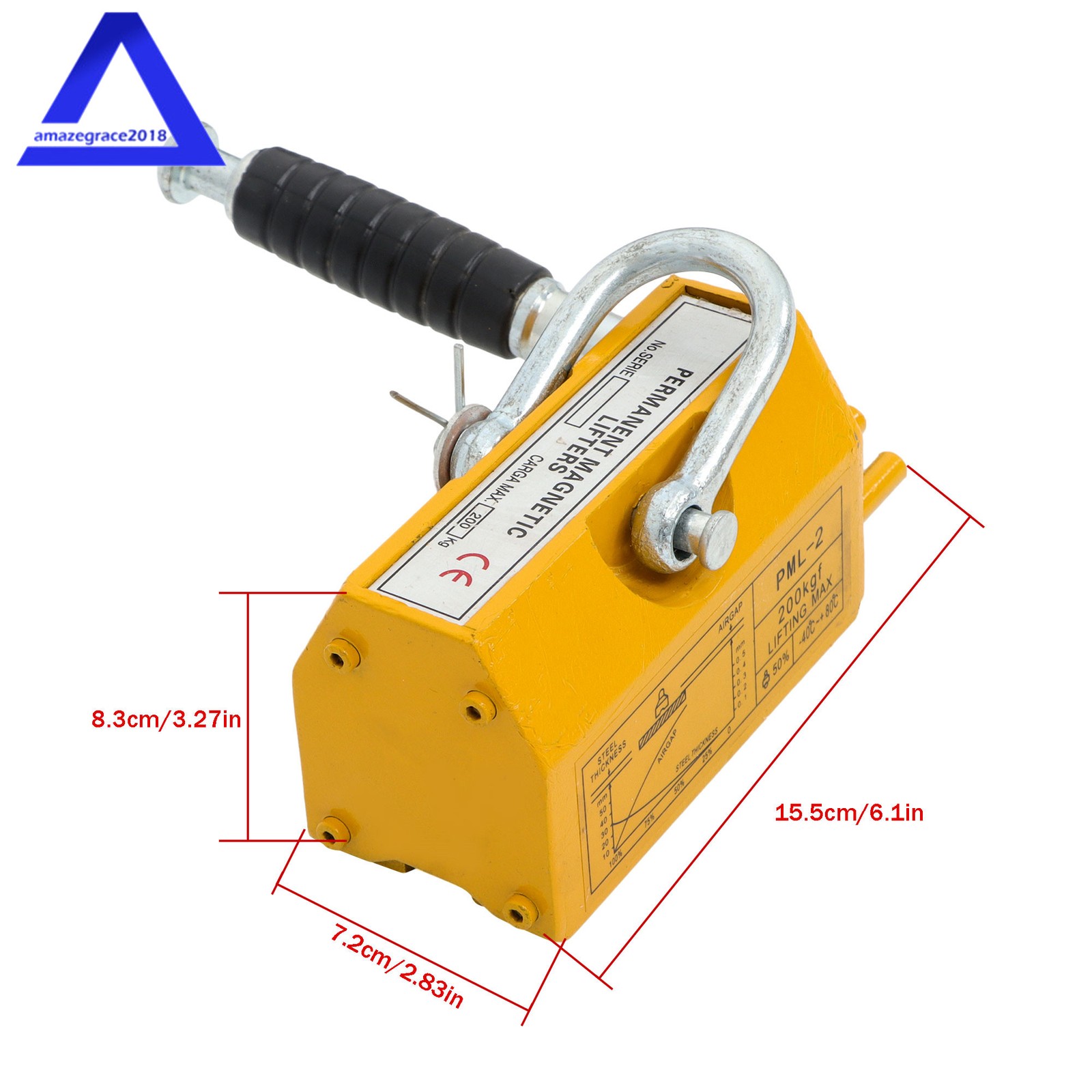 Magnetic Lifter Lifting Magnet 440 lbs/200 kg 2.5 Safety Factor Neodymium Hoist