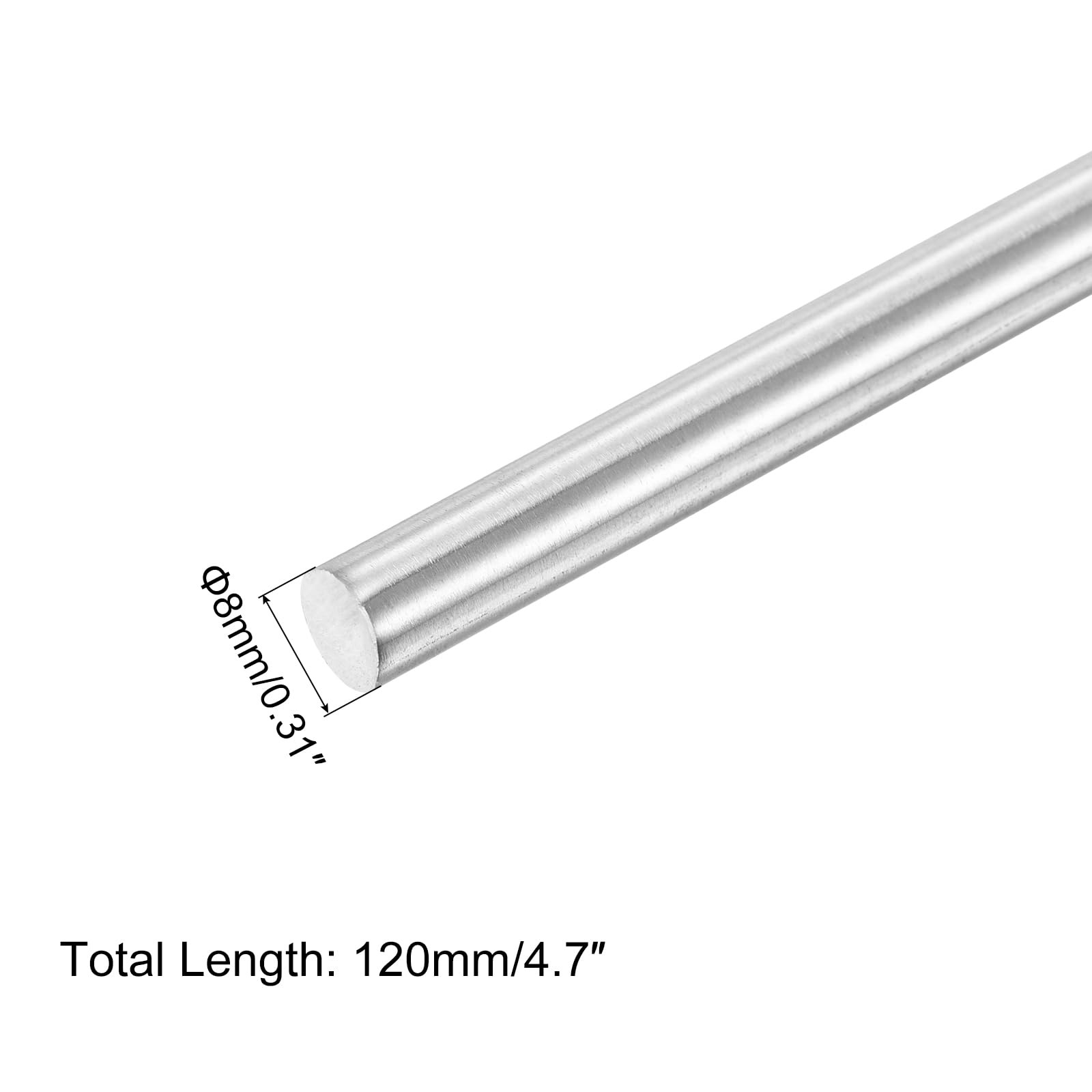 304 Stainless Steel Round Rods, 8mm x 120mm Solid Shaft Rods for DIY Craft Mo…