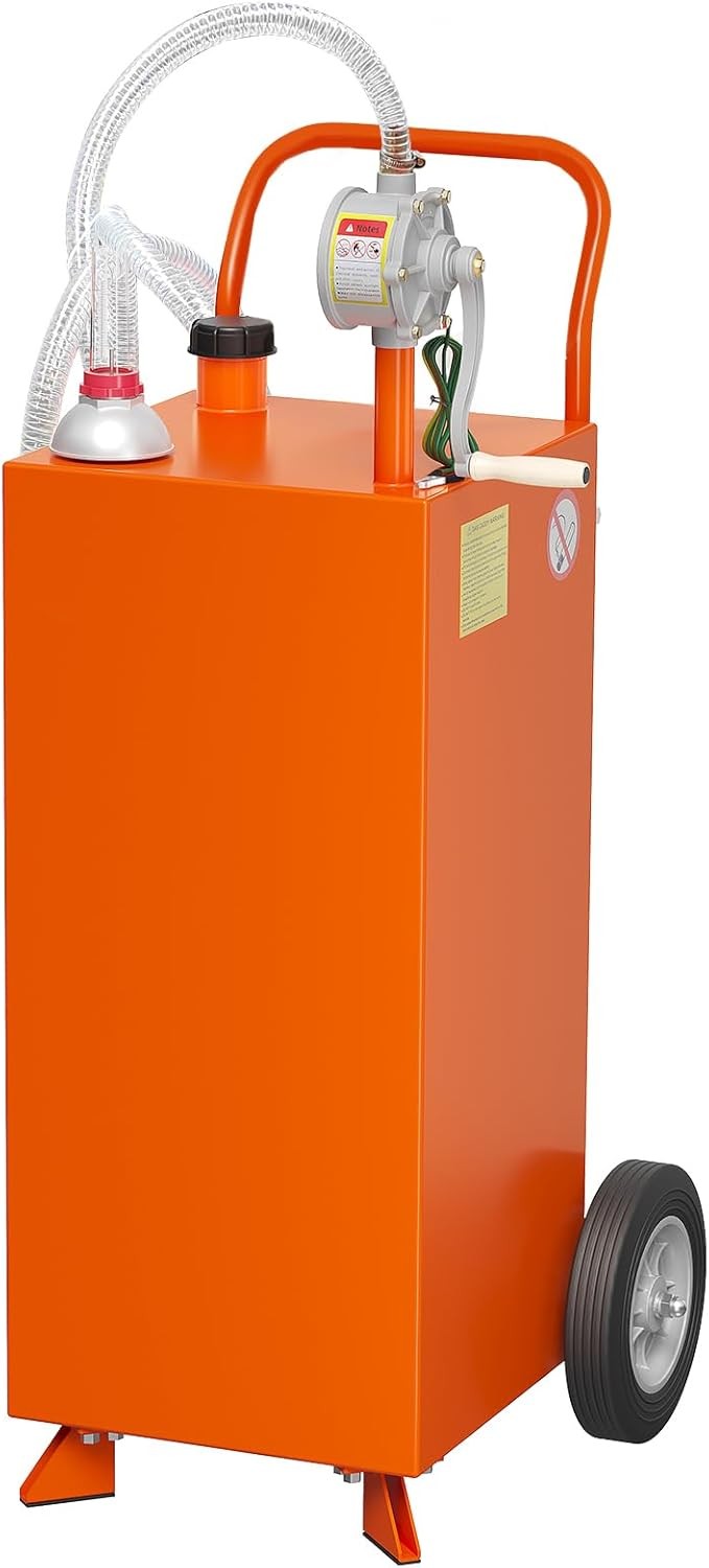 30 Gallon Fuel Caddy w/Pump Wheels Portable Fuel Gasoline Diesel Transfer Tank
