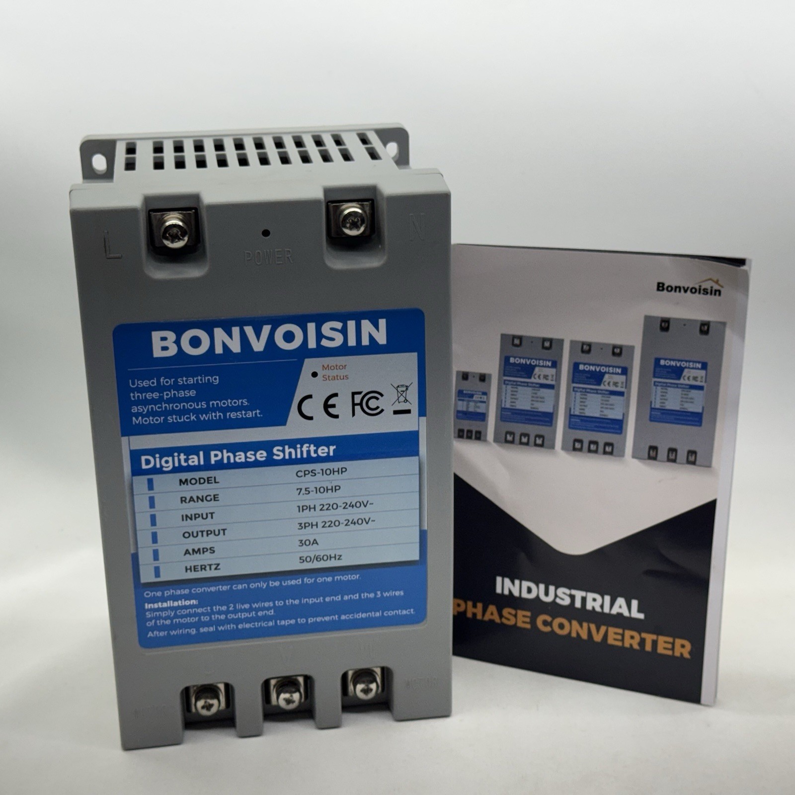 Bonvoisin 10HP 7.5kW Single Phase to 3 Phase Converter 30A 220V-240V Digital
