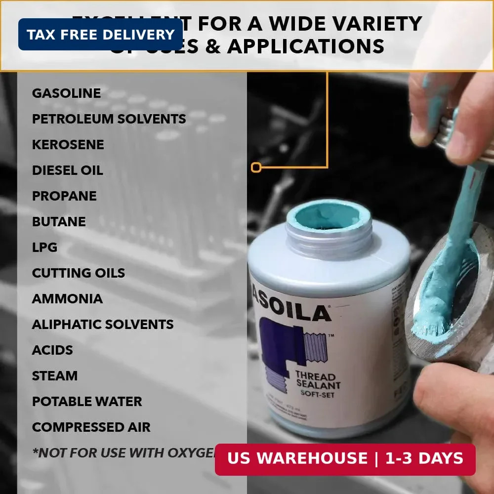 Gasoila Soft-Set Pipe Thread Sealant – Non-Hardening Paste for Metal & Plastic,