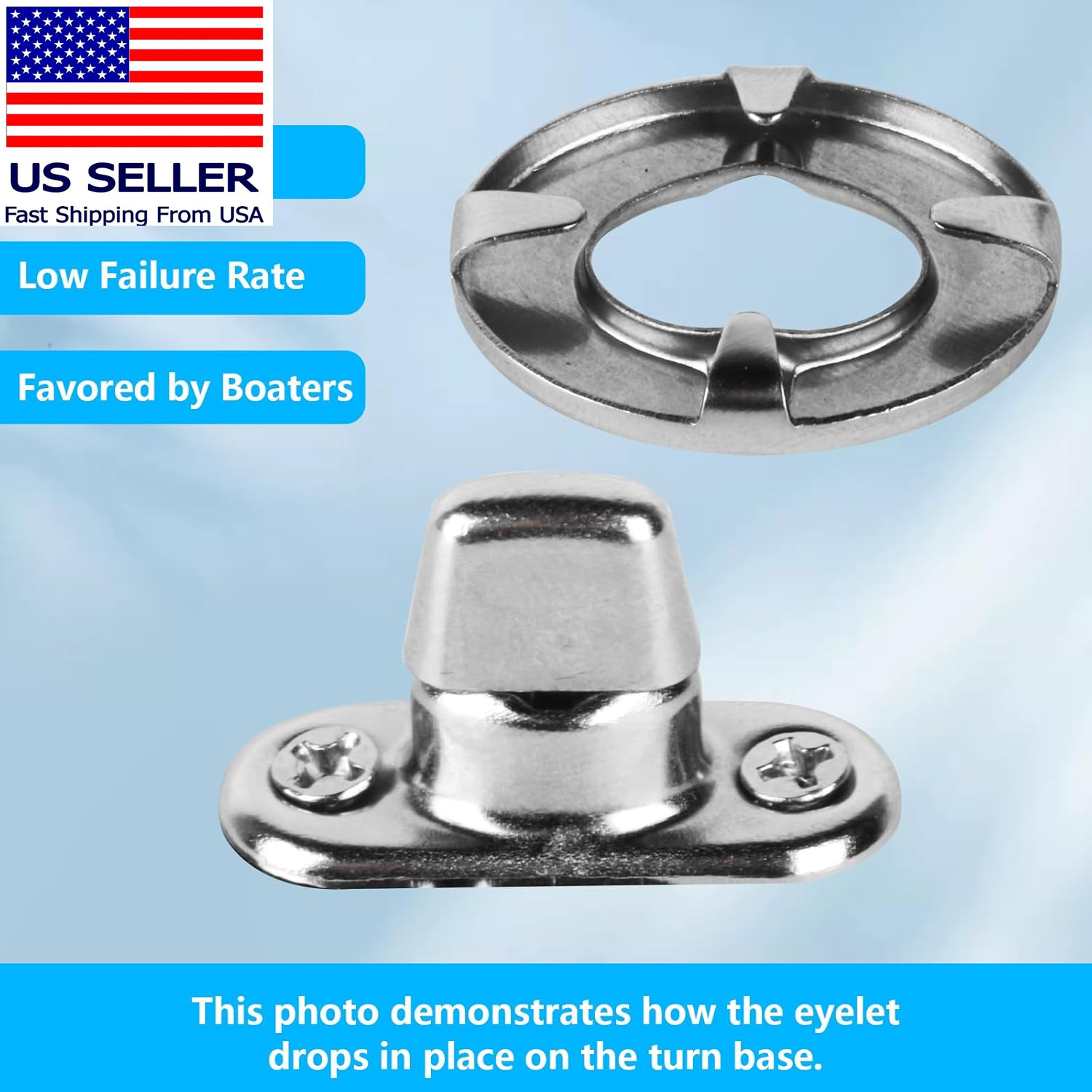 Marine Grade Fasteners – Nickel Plated Twist Lock & Turn Button Eye 12 Sets