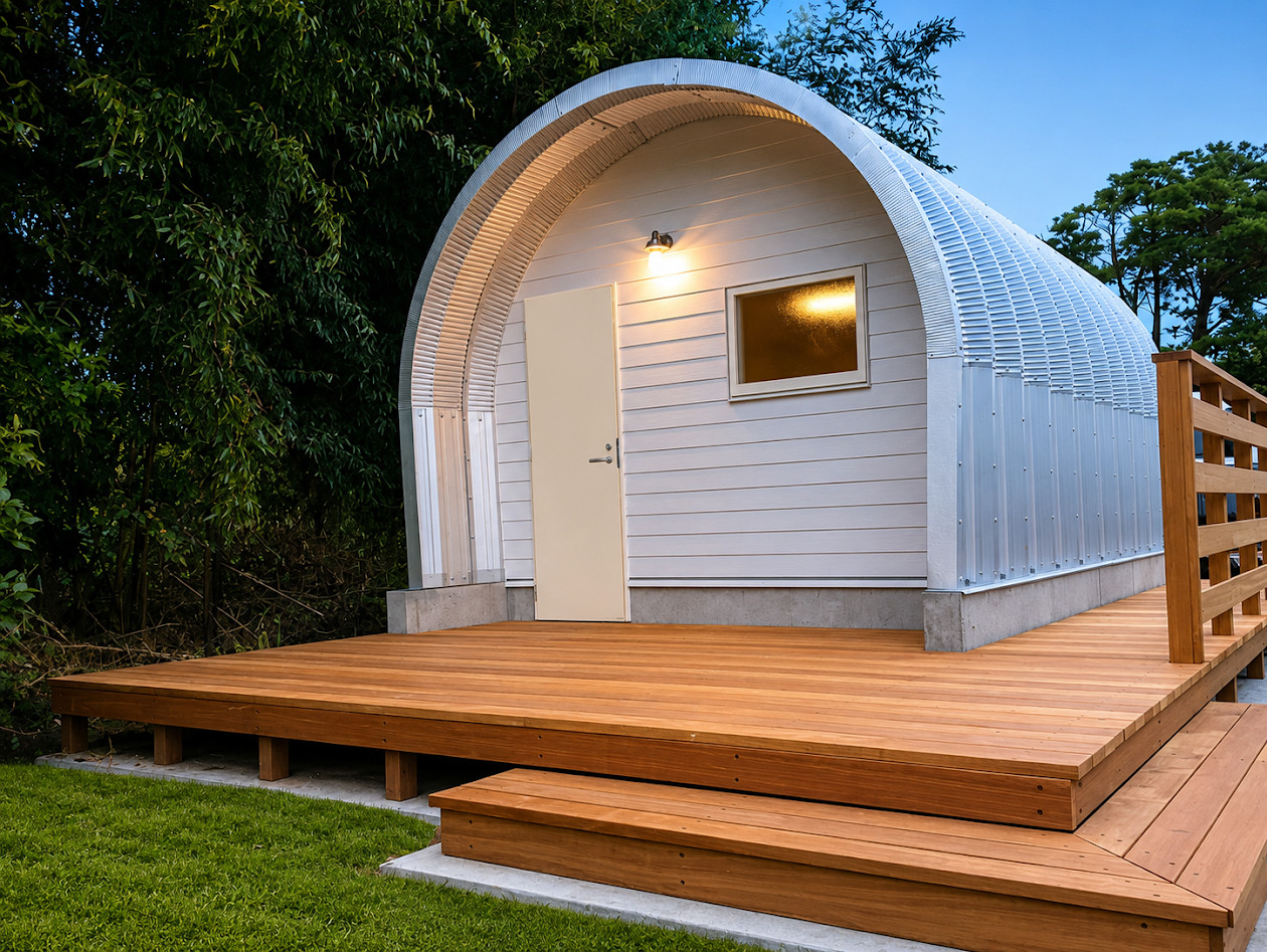 16x20x12 DuroSPAN Steel Arch Off Grid Tiny Home Homested Open End Factory DiRECT