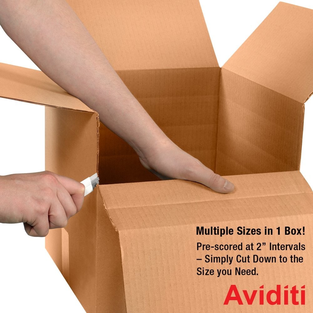 Box USA MD242412 Multi-Depth Corrugated Cardboard Box 24″ L x 24″ W x 12″ H, Kra