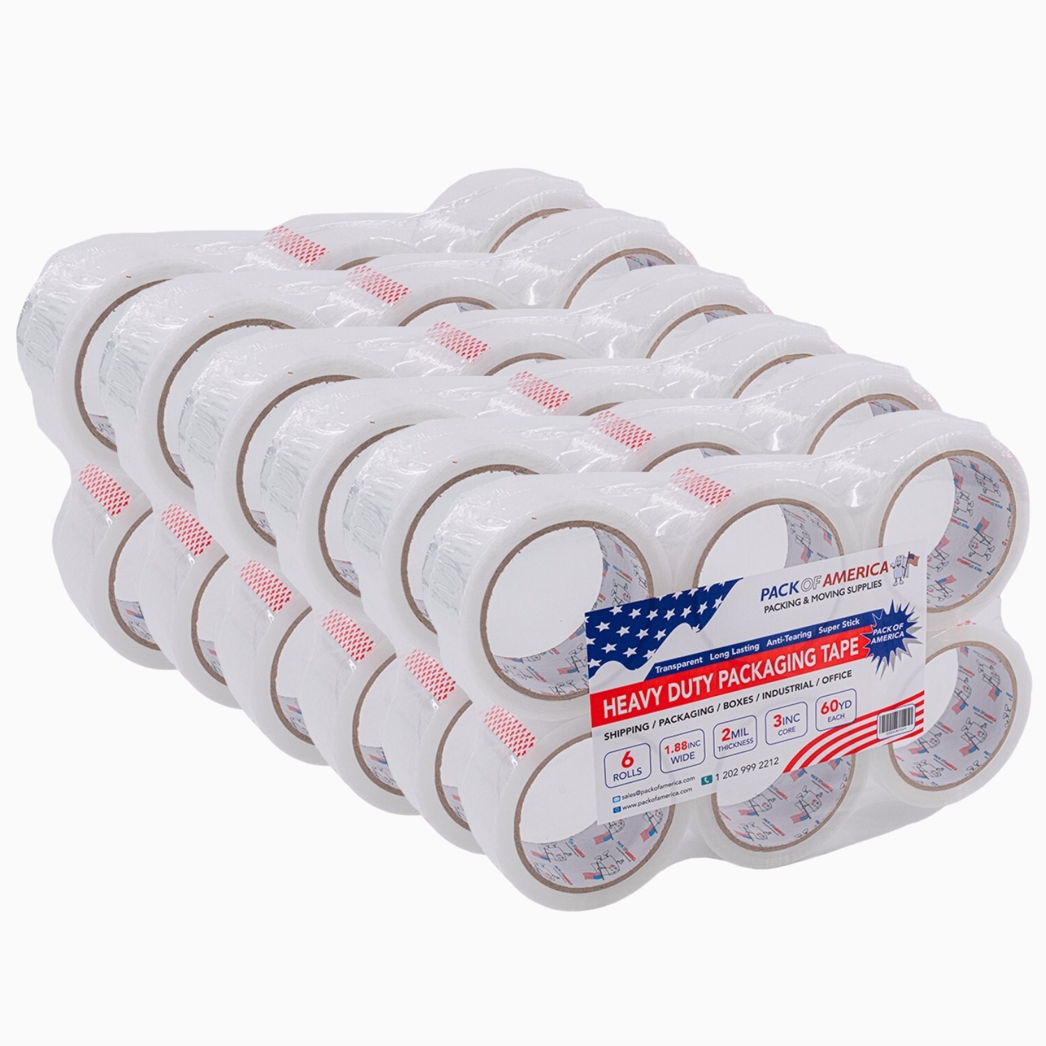 36 Rolls Packing Tape, 60yd (180 feet) 2 mil Thick 1.88″ for Carton Sealing