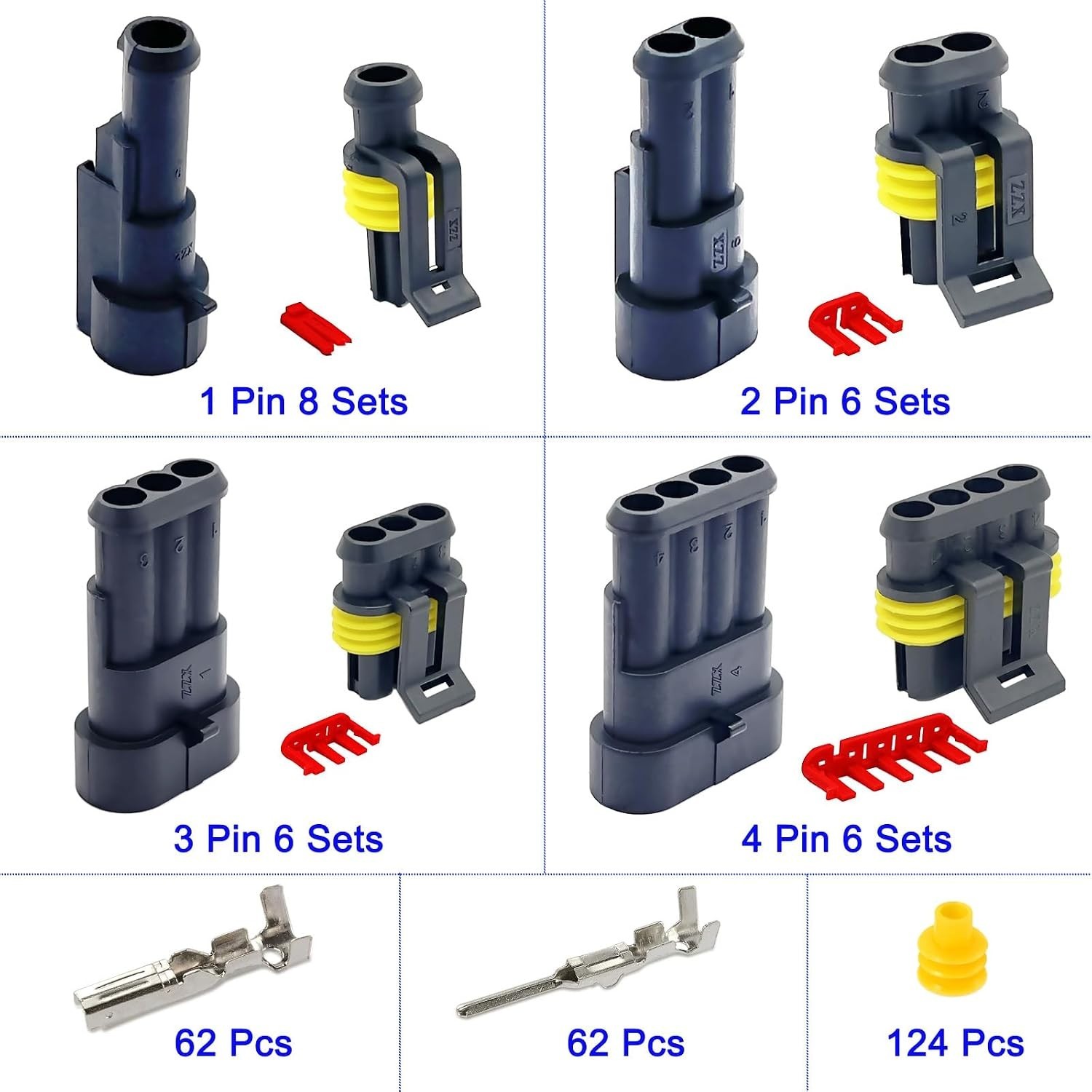 pcs 1/2/3/4 Pin Automotive Electrical Waterproof s | 1/2/3/4 Wire Male and Fe…
