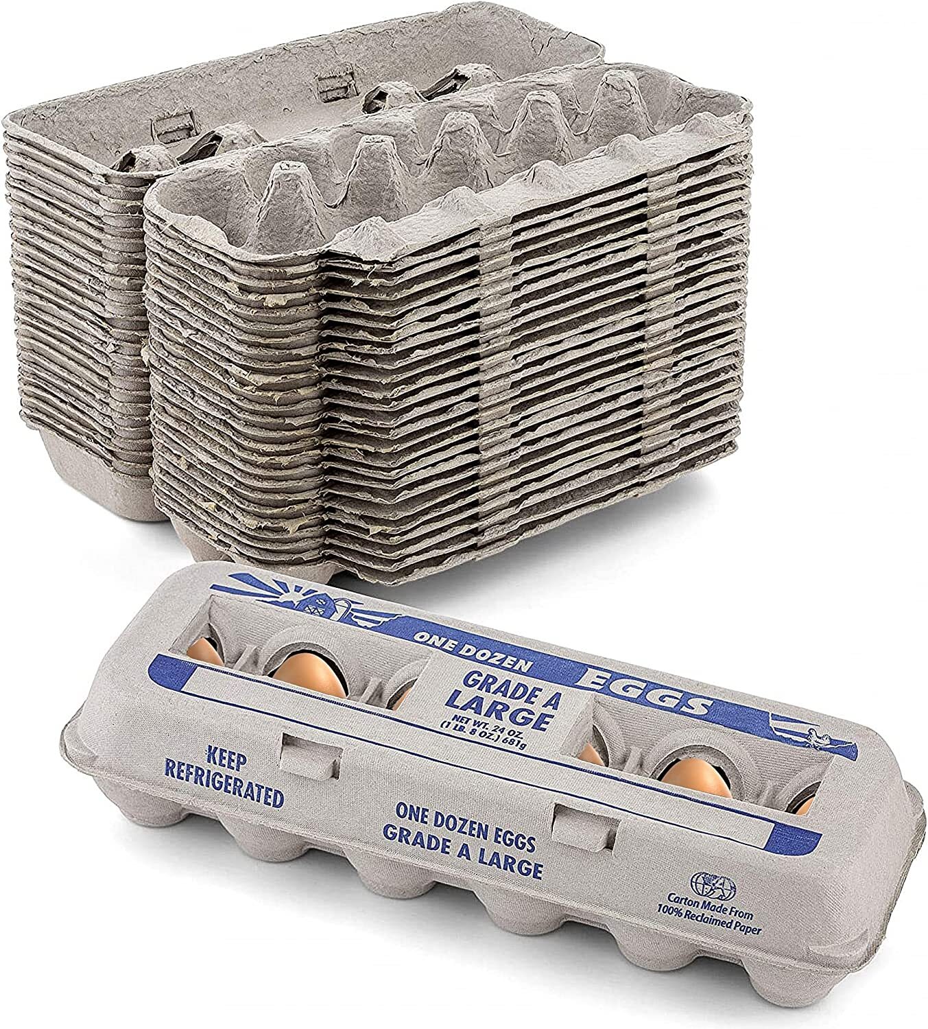MT Products Printed Natural Pulp Paper Egg Cartons Hold Eggs 12 Count -15 Pieces