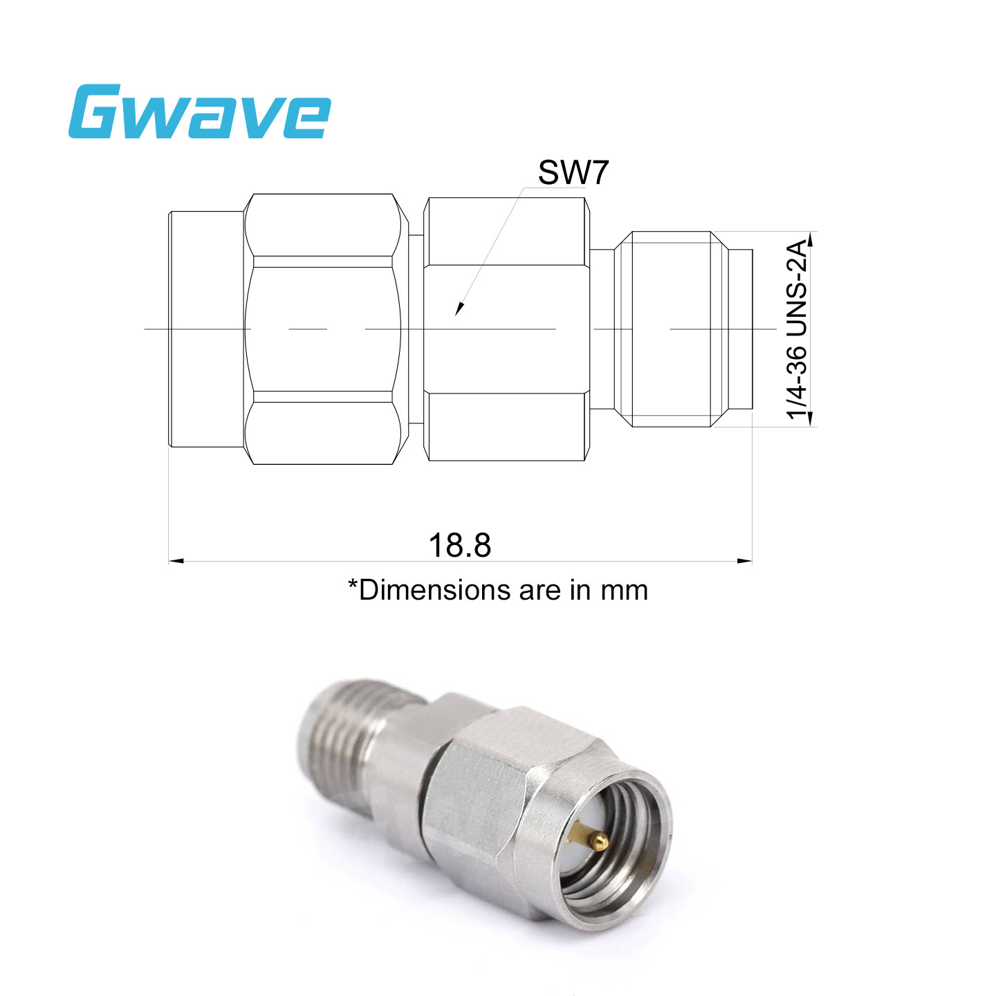 SMA Male to SMA Female Adapter, DC – 26.5GHz