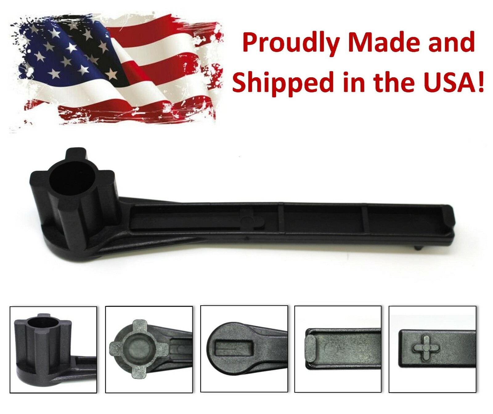 Black 4-IN-1 Bung Drum Wrench 55-30-15 Gallon Water Barrel Nut Cap Plug