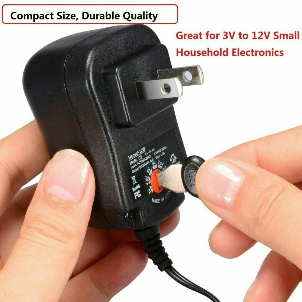 12W Universal Adjustable AC/DC Power Adapter 6V 9V 12V Power Supply Plug Charger