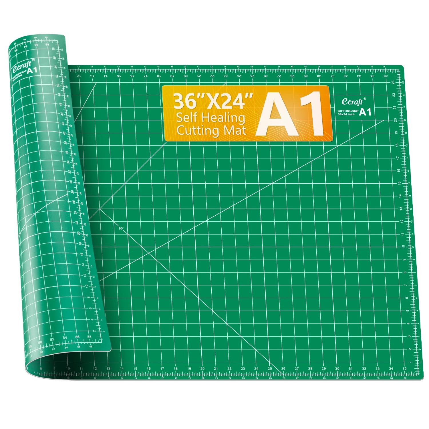 Ecraft 24″x36″ Self-Healing Sewing Mat: Large Double Sided 36″L x 24″W, Green