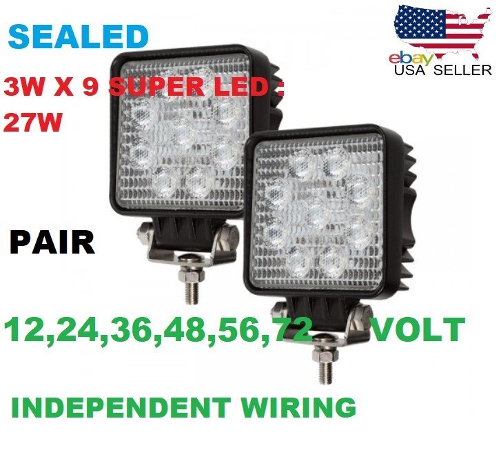 FORKLIFT WORK LIGHT 12 TO 80 VOLTS SEALED ELECTRIC FORKLIFT SIZE 4X4″ VHY045