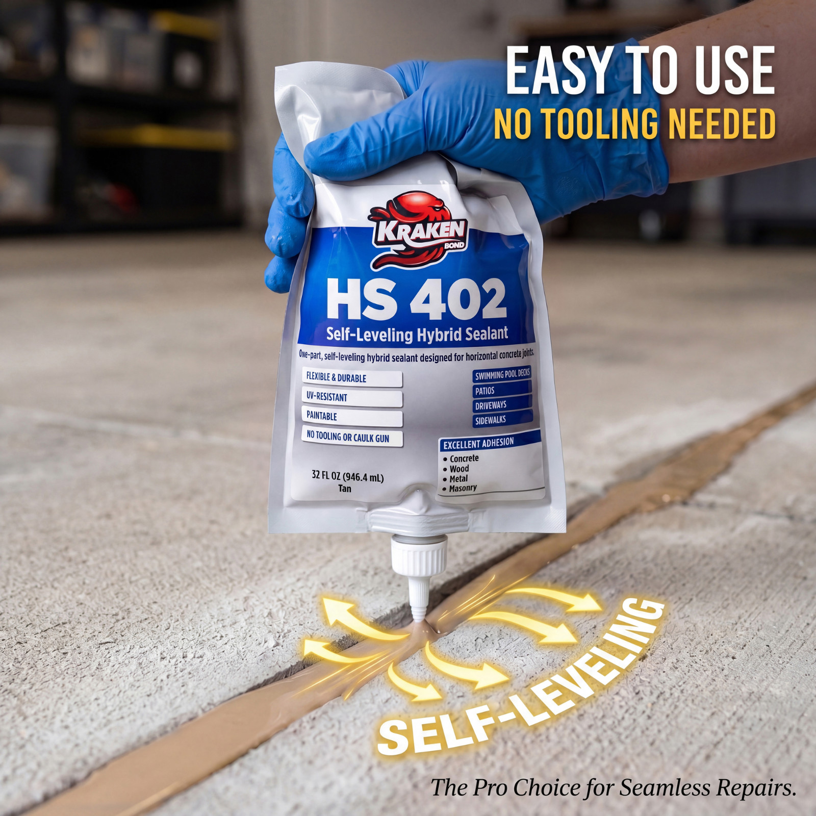 Kraken Bond HS 402 Self-Leveling Hybrid Sealant, 32fl.oz 12 Pack – Tan
