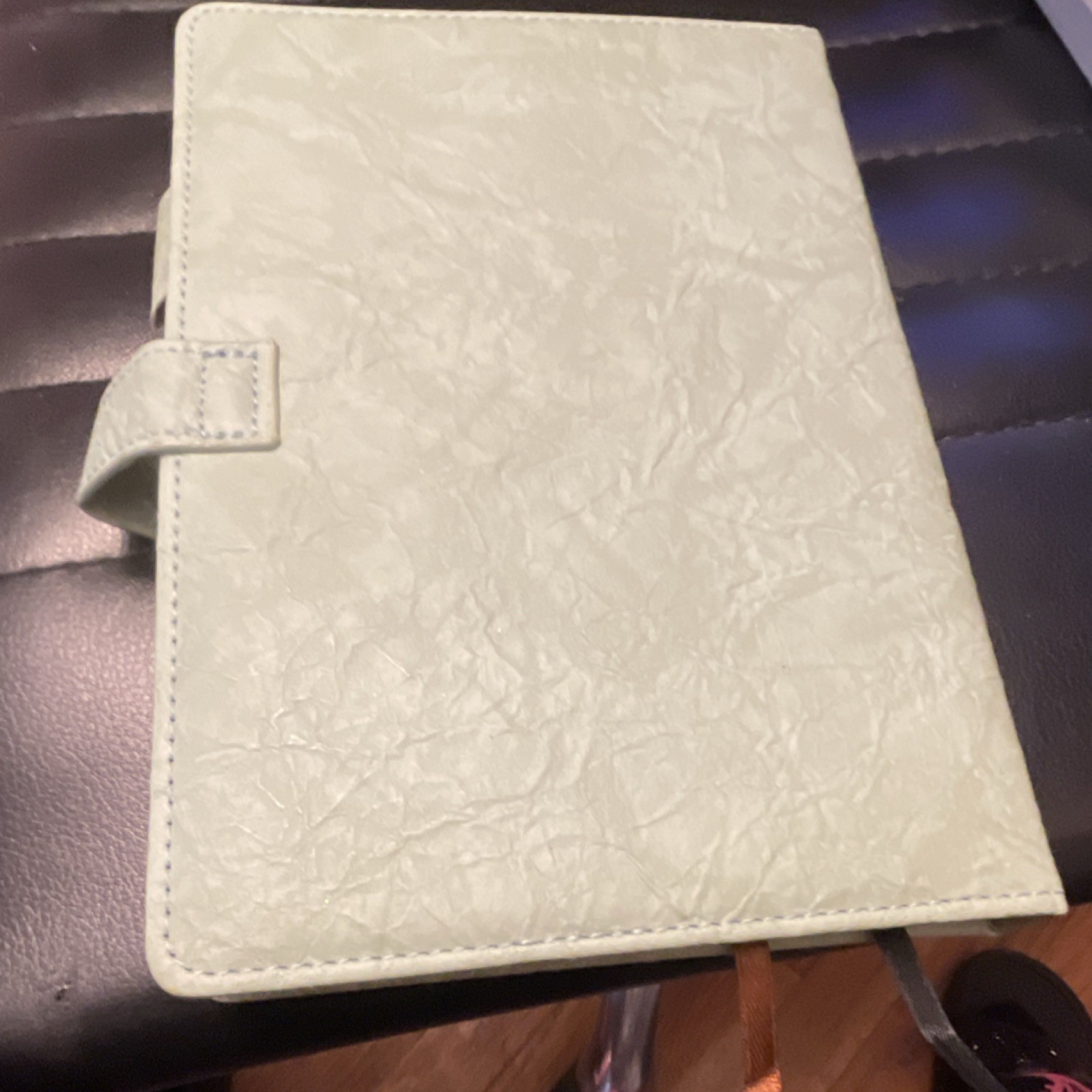Light Green Faux Leather Blank Journal with Strap Clasp Textured Cover