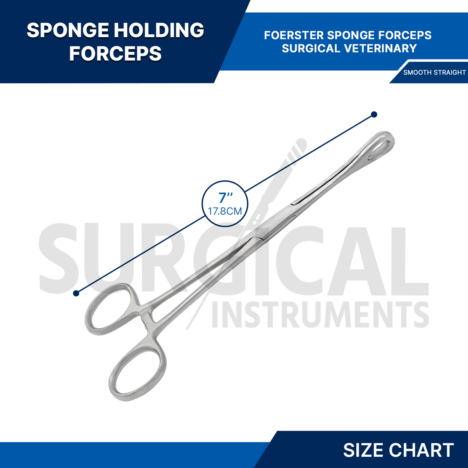Sponge Forceps Surgical OB/GYN Smooth Jaw 7″ Straight Body Piercing German Grade