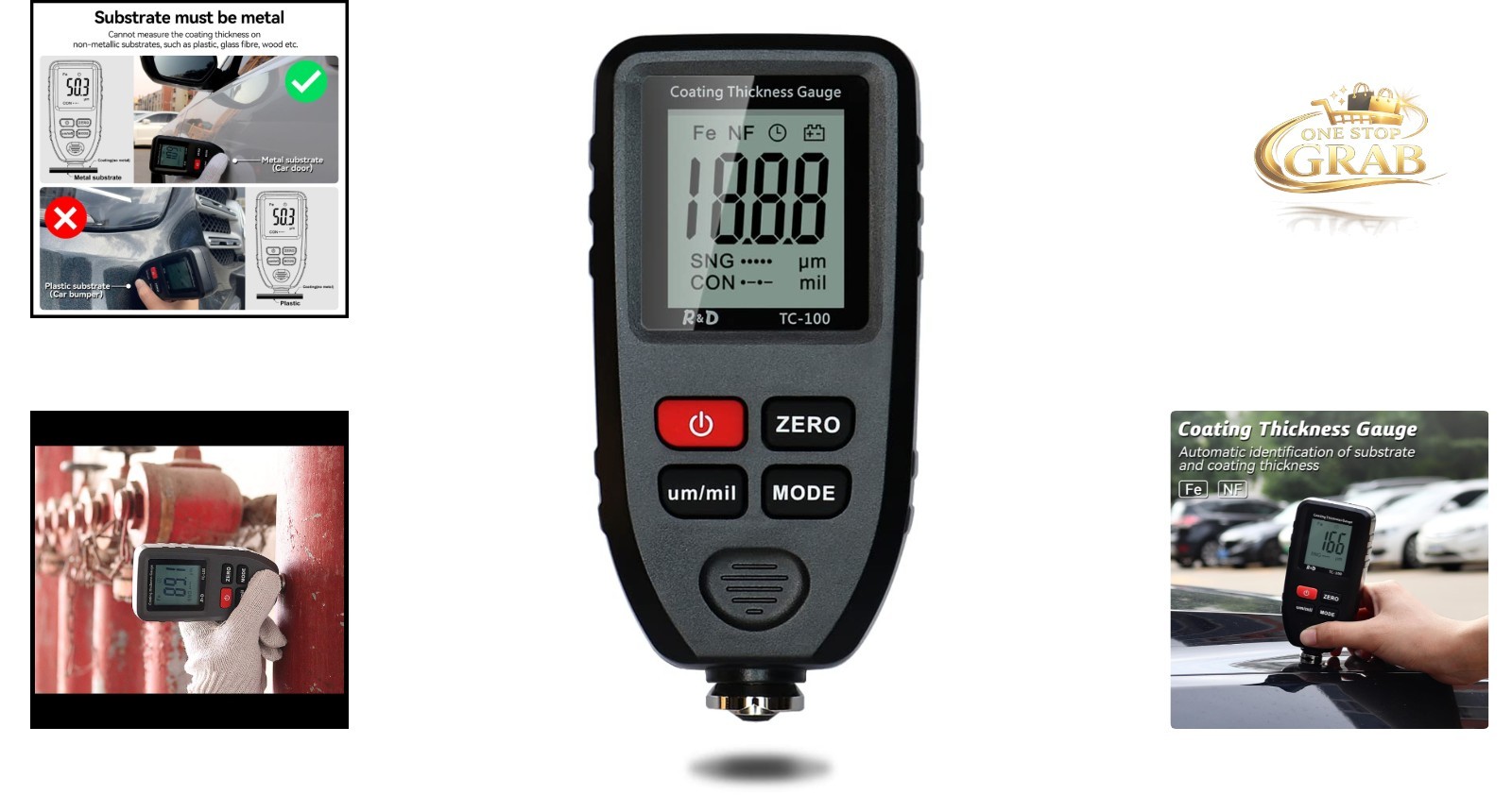 Auto-Detection Car Paint Thickness Meter for Steel & Aluminum Used Car Inspec…