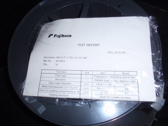 290meter Fujikura Panda Polarization Maintaining PM Fiber SM13-P-8/125-UV/UV-400