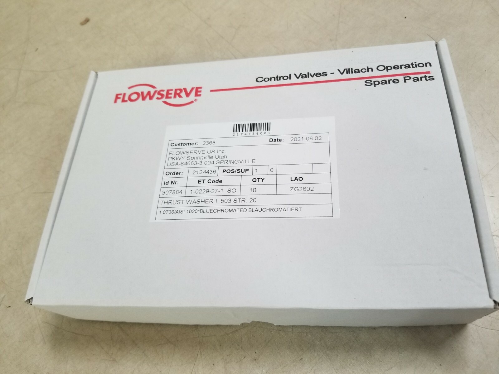 Lot of 10 – Flowserve Spare Parts – Thrust Washer 503 Str 20