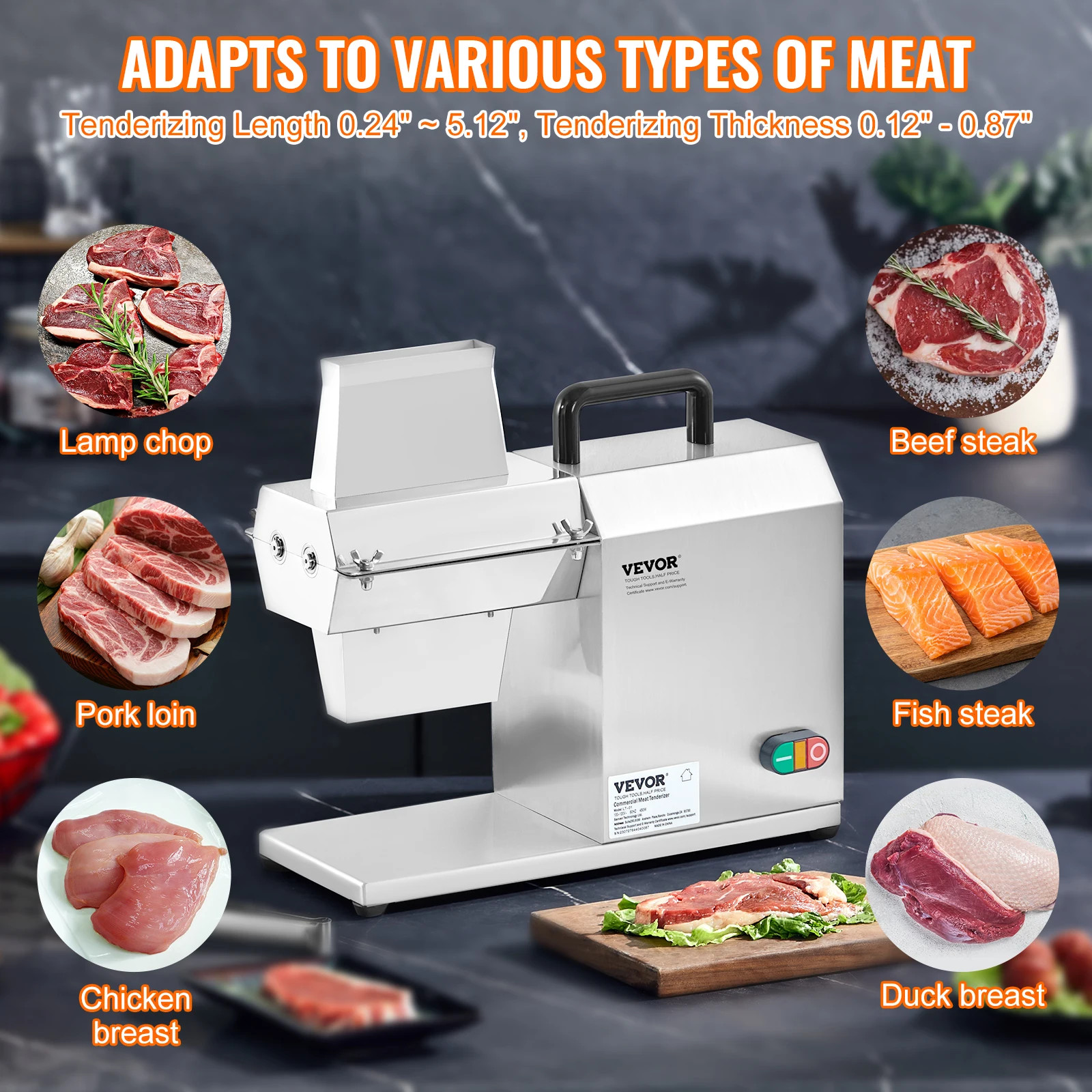 17″ Electric Meat Tenderizer Machine 54 Blades 450W Commercial Meat Cuber