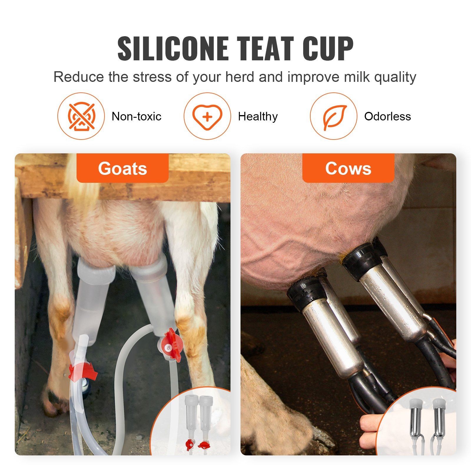 6L Electric Pulse Milker for Goats, 45-50kPa Vacuum, Silicone Cups