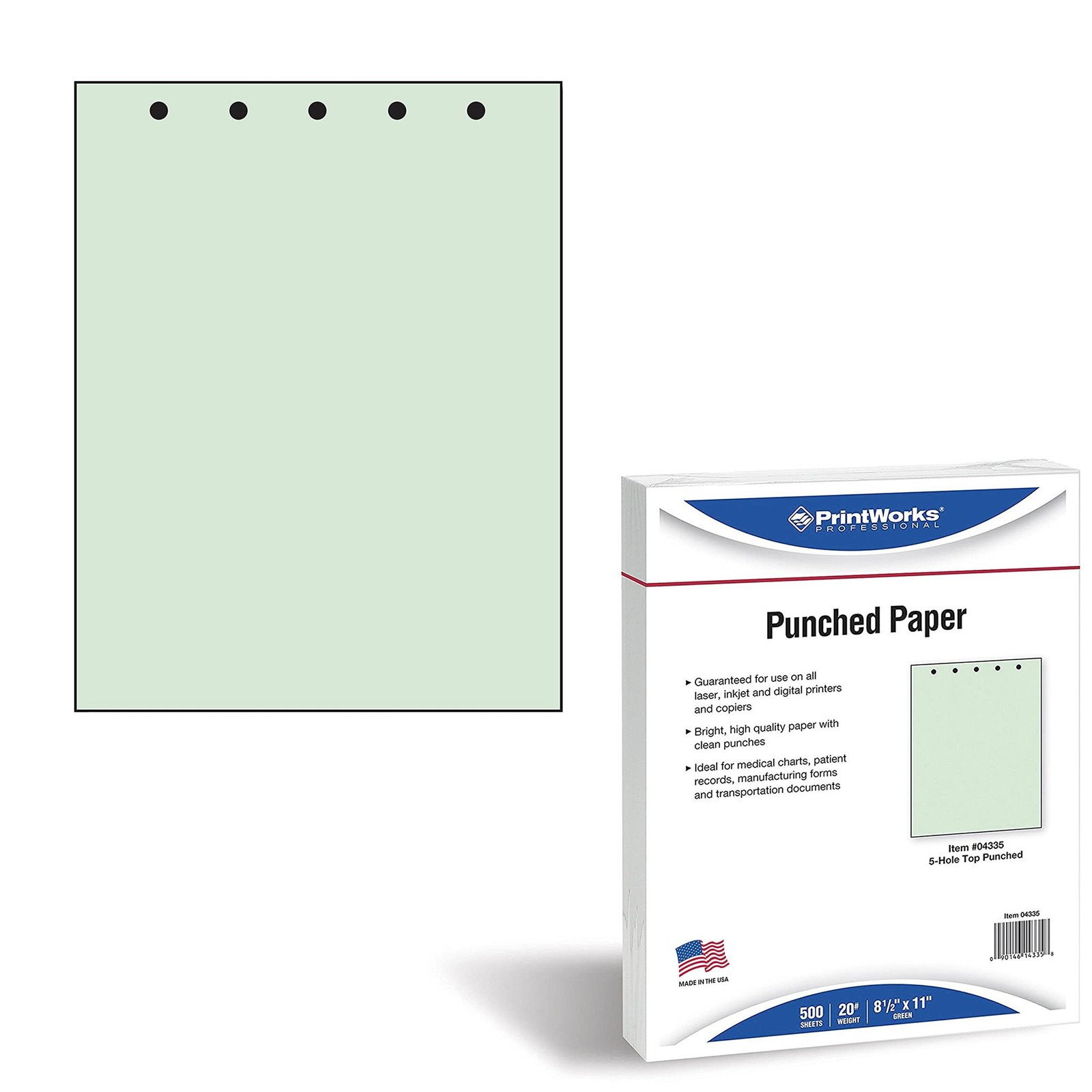 PrintWorks Professional Pre Punched Paper, 5 Hole Punch Top For Top Punch Binder