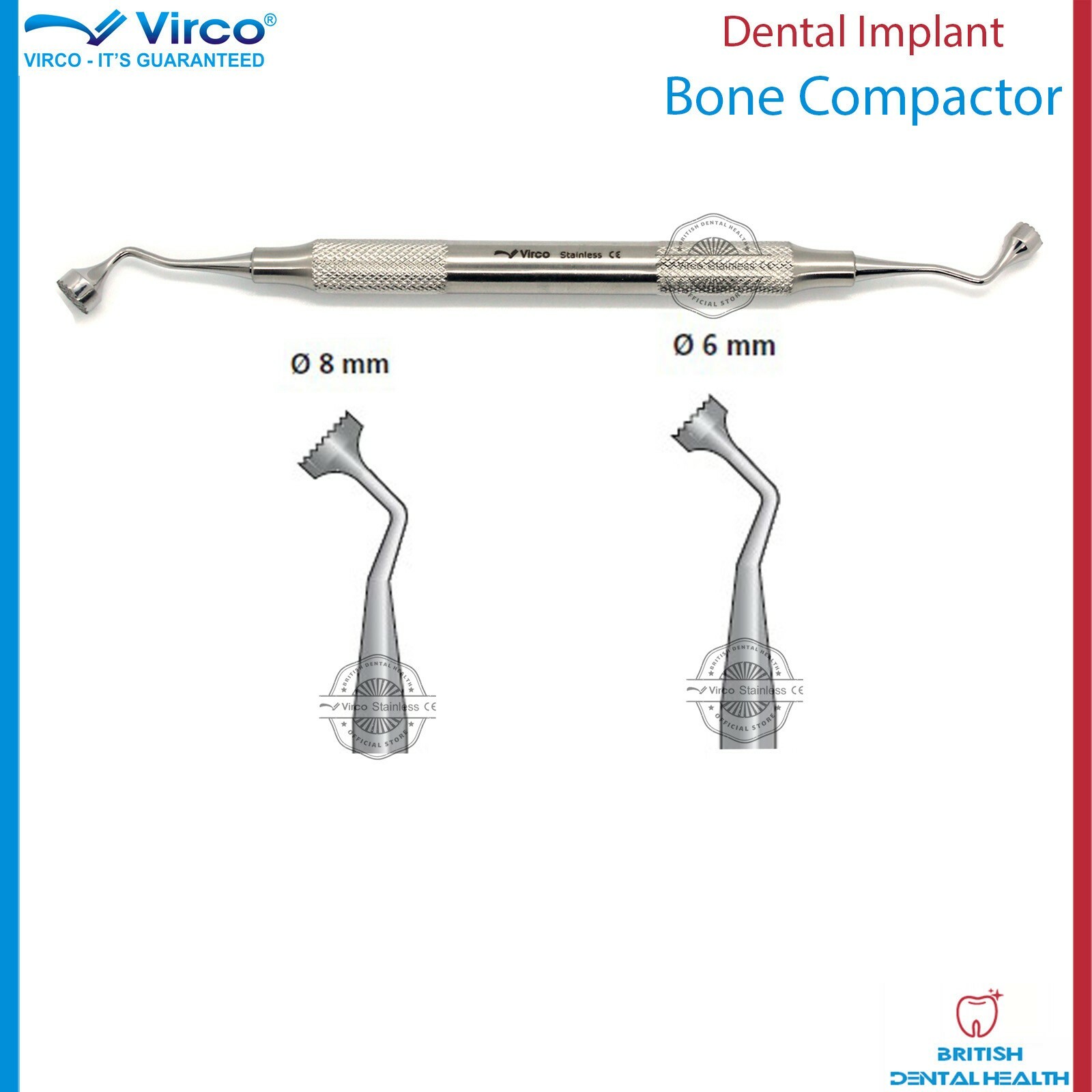 Dental Implant Bone Compactor Packer Bone Plugger 3mm – 4mm and 6mm – 8mm