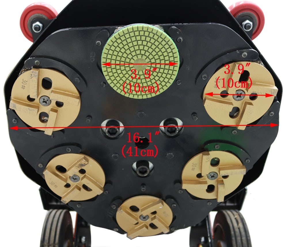 220V 5.4HP Concrete Floor Grinding Polishing Machine 16.14″Grind Wide 6pcs Head