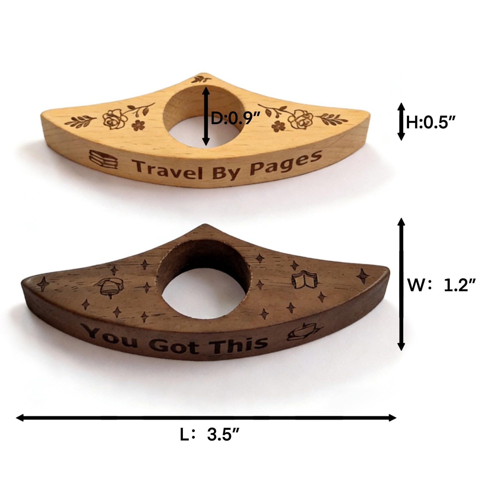 2PCS Book Page Holder,Handmade Walnut Thumb Bookmark,Wooden Page Holders for Rea