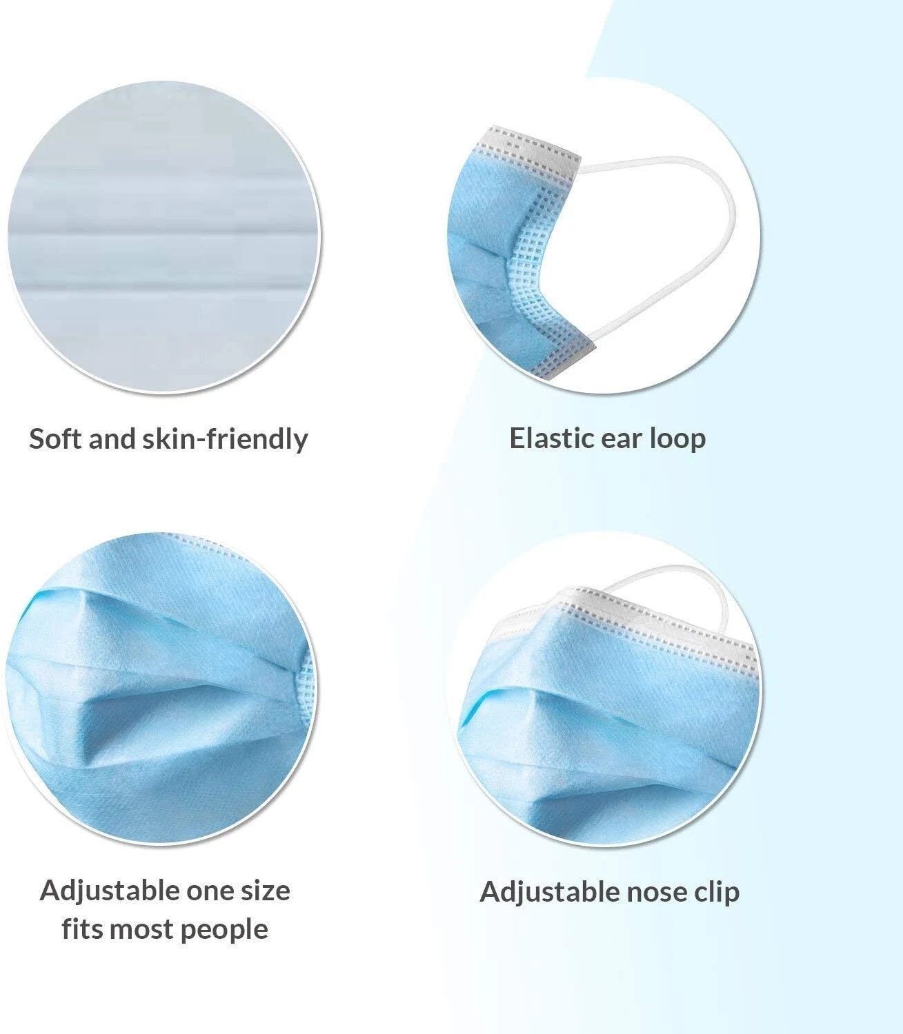 3-Ply Ear Loop Face Masks for Adults – 50 Count, High Filtration, Made in USA