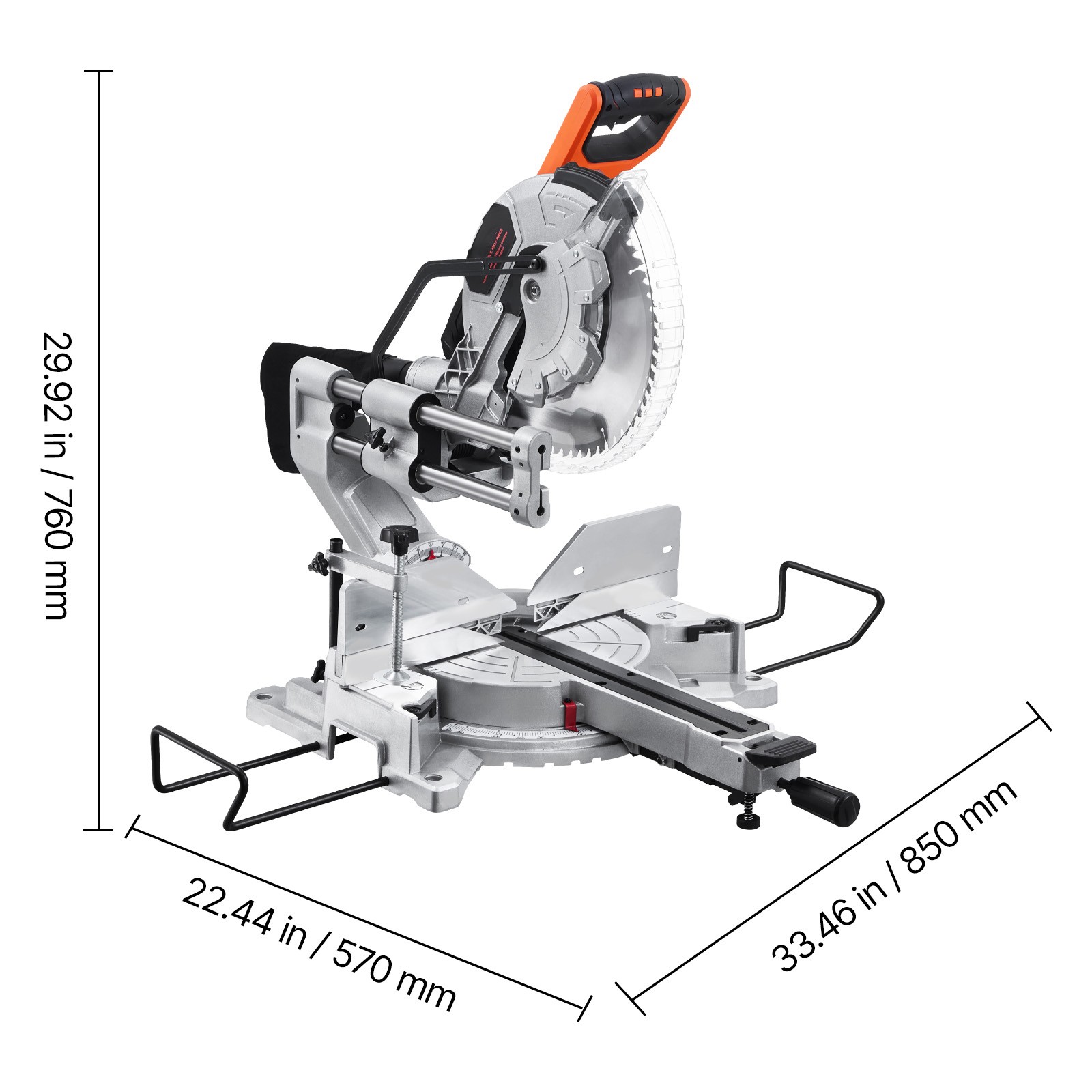 Uimoso 12-Inch Sliding Miter Saw with 15 Amp Motor, Dual Bevel, 60-Tooth Blade