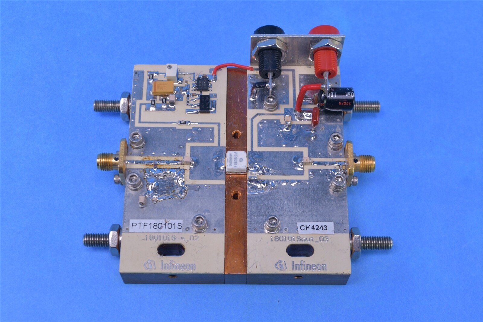 Infineon RF Mosfet LDMOS 28 V 180 mA 1.99GHz 19dB 10W H-32259-2 Board PTF180101S