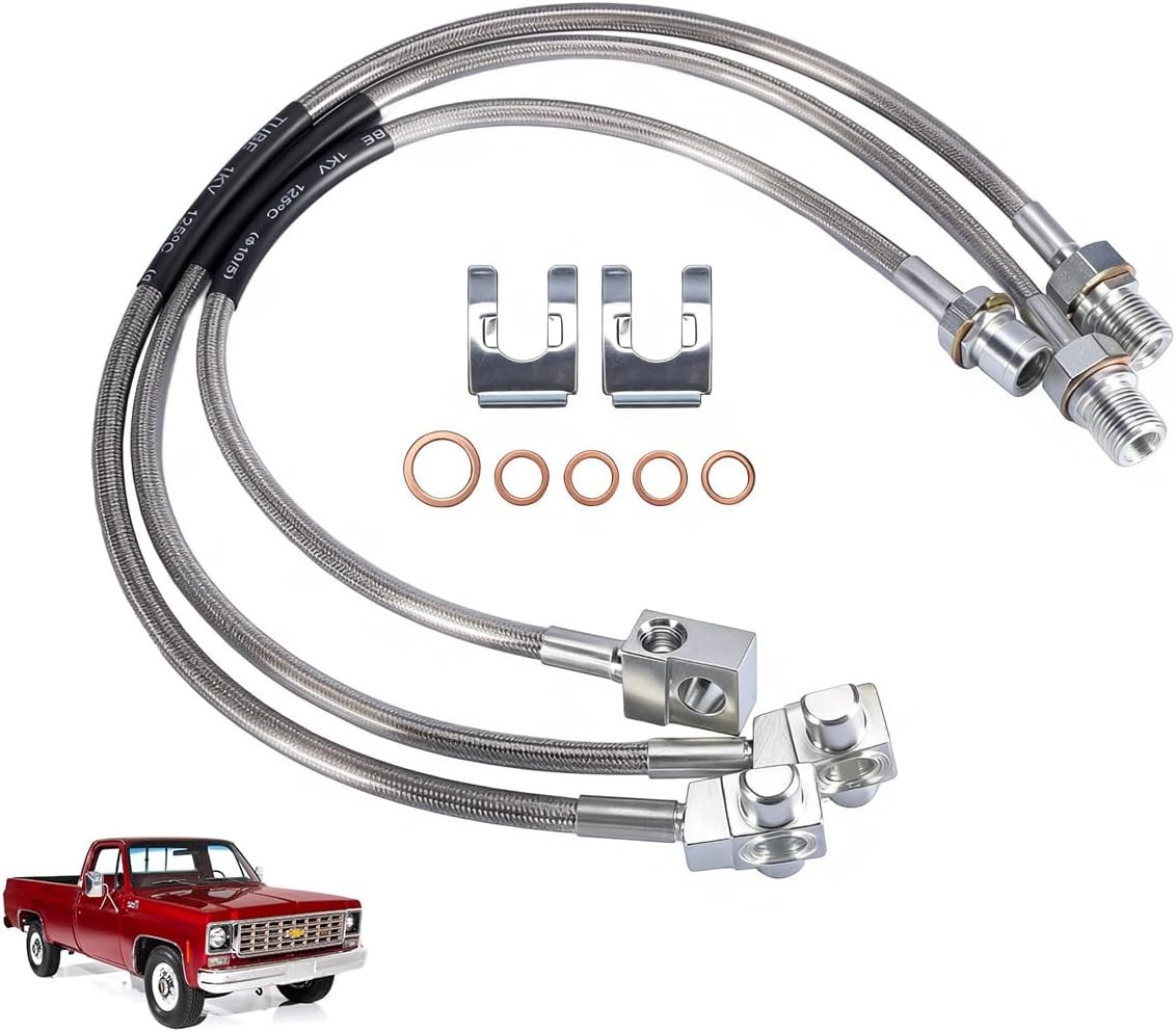 3PCS Stainless Steel Extended Brake Lines Fit Chevy GMC C K 1500 2500 4-6 Lift