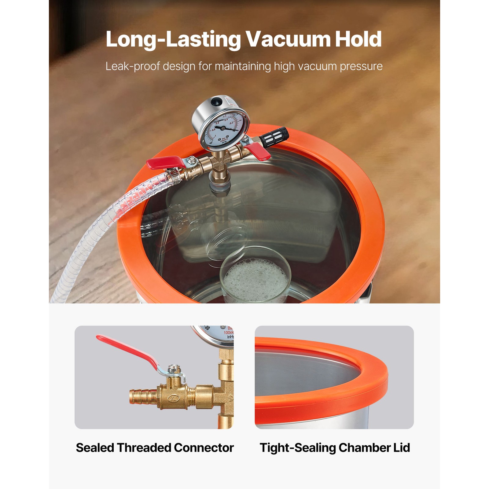 Uimoso 3.5 CFM Vacuum Pump with 3-Gallon Stainless Steel Degassing Chamber Kit