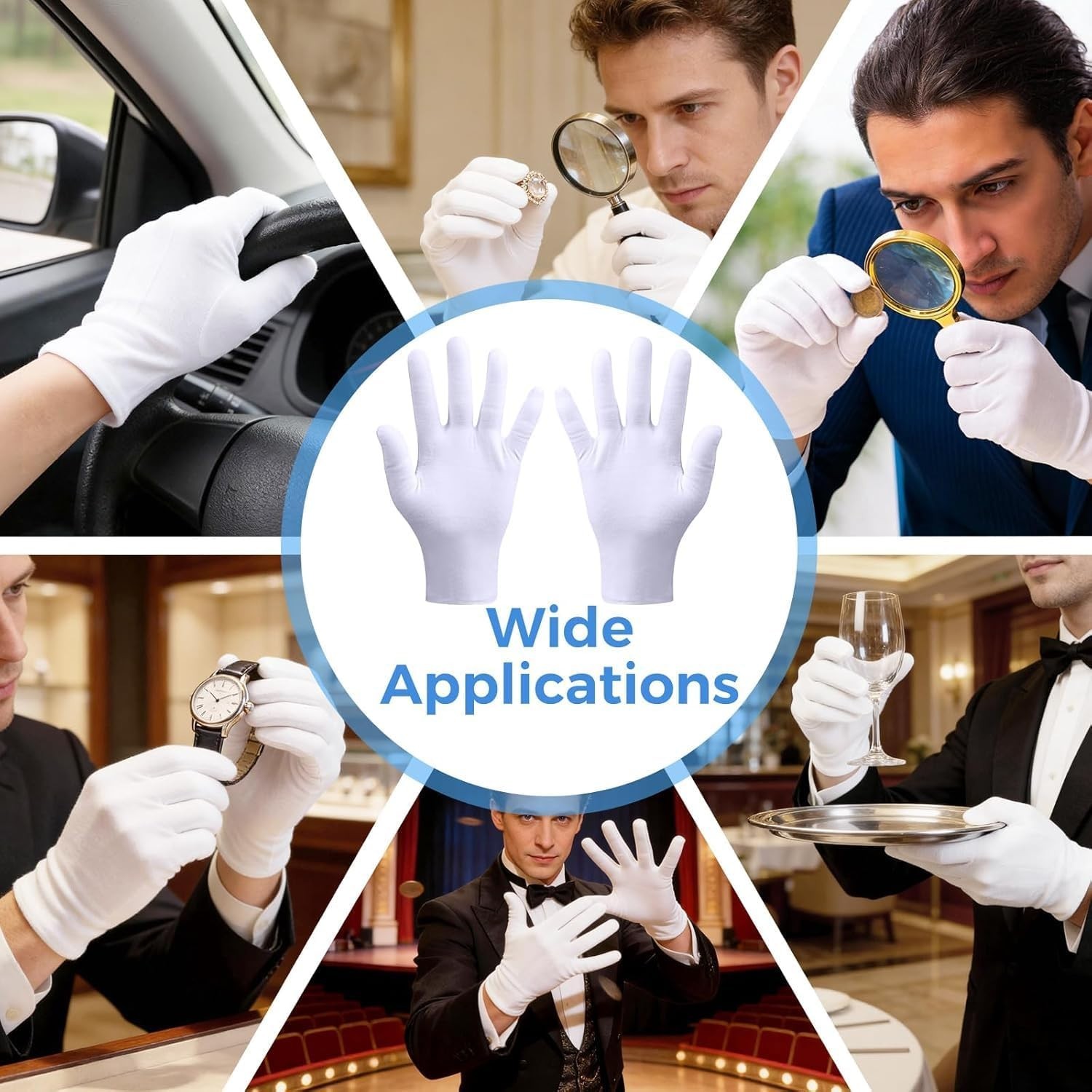 Stretchable White Gloves for Moisturizing & Inspection – 3 Pairs for Men & Women