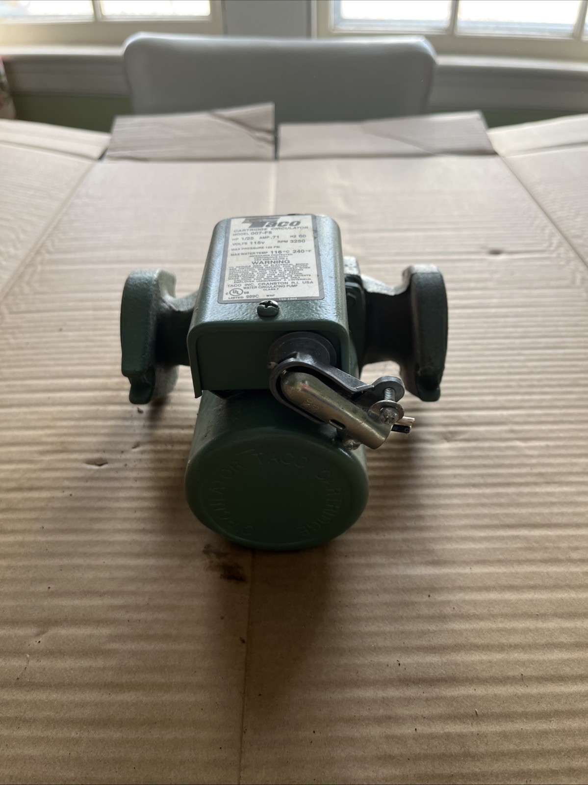Not Tested. Taco 007-F5 Cast Iron Circulator, 1/25 HP