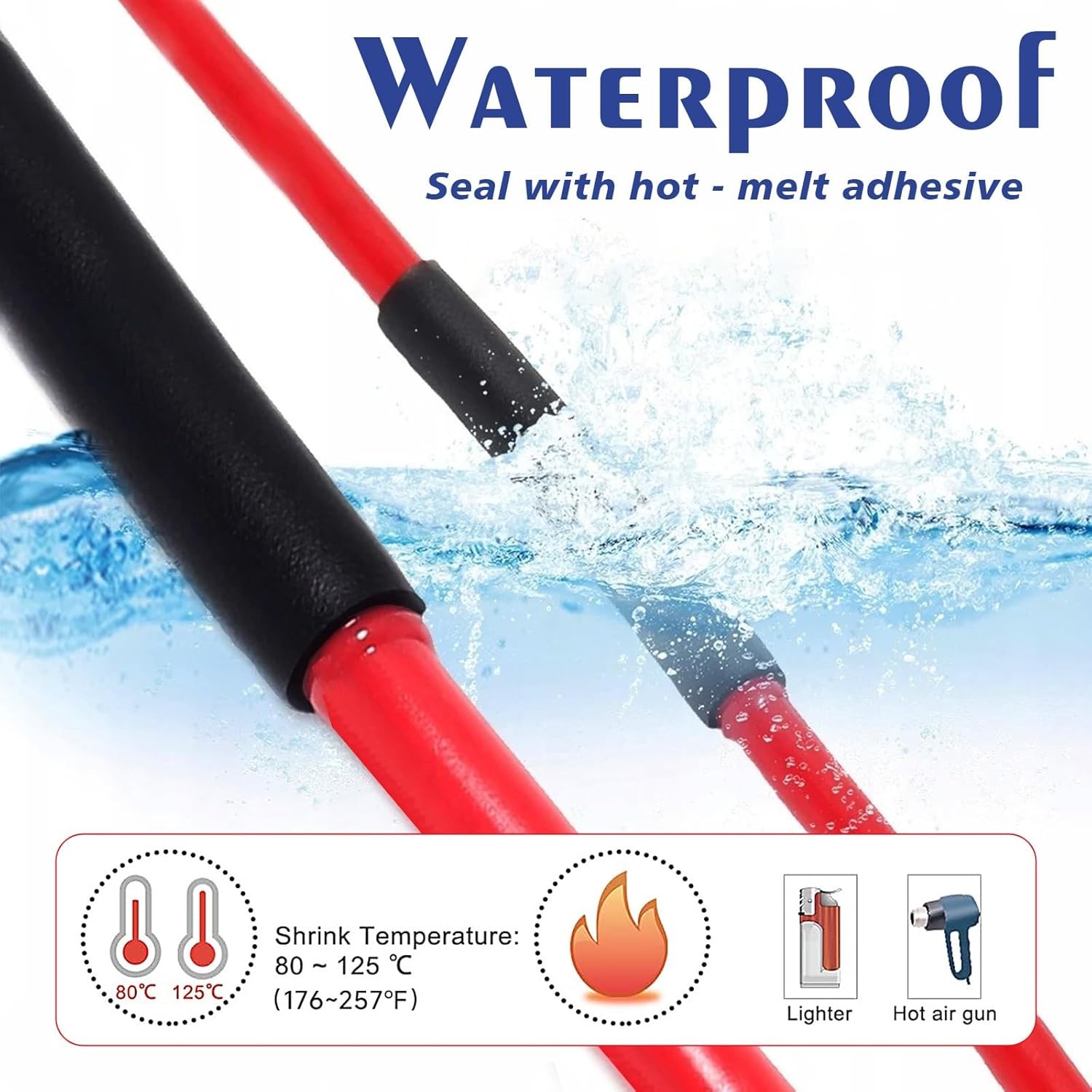 1/8 Inch Marine Grade Heat Shrink Tubing Black Waterproof Electrical Insulation