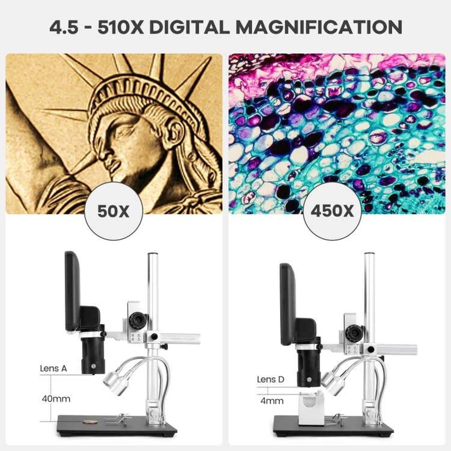 Andonstar AD246-M Digital Microscope for Adults, 3 Lens Soldering M… Fast Ship
