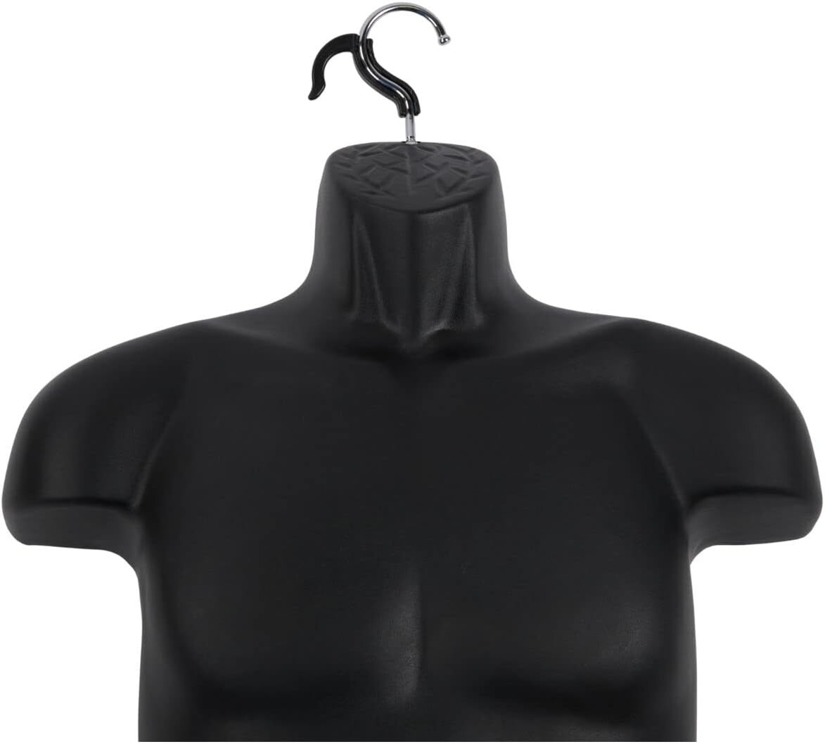 3 Clothing Display Torso Forms Fits S-L Hanging Male Mannequin Black Hollow Back