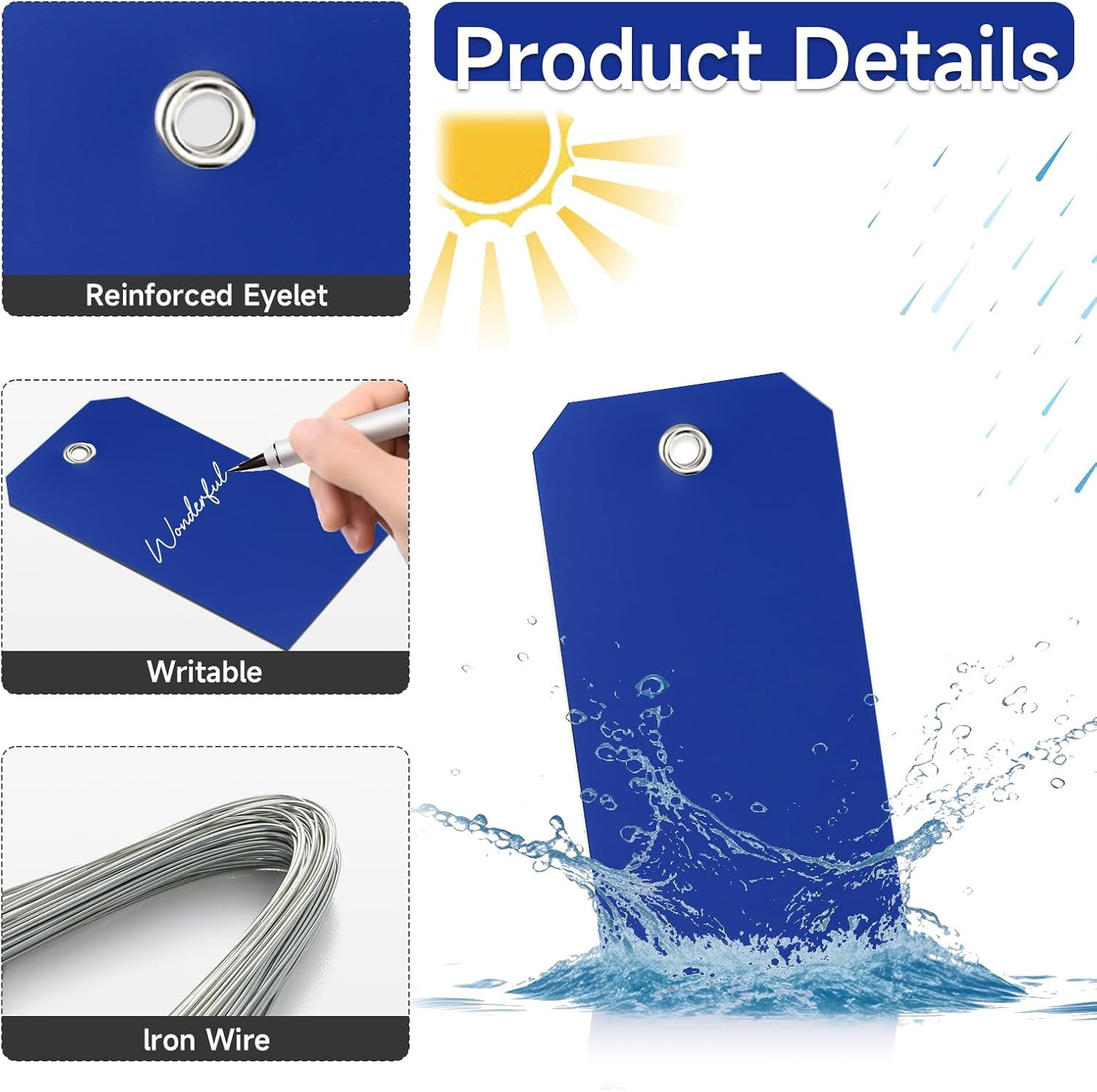 100 Pieces Plastic Shipping Tags with Wires Blank Labeling Tags Waterproof Hang