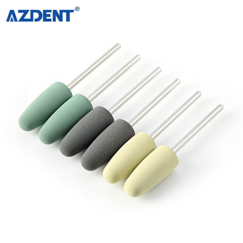 Dental Resin Base Acrylic Polishing Kit 6pcs HP Silicone Polisher+2pc Carbide