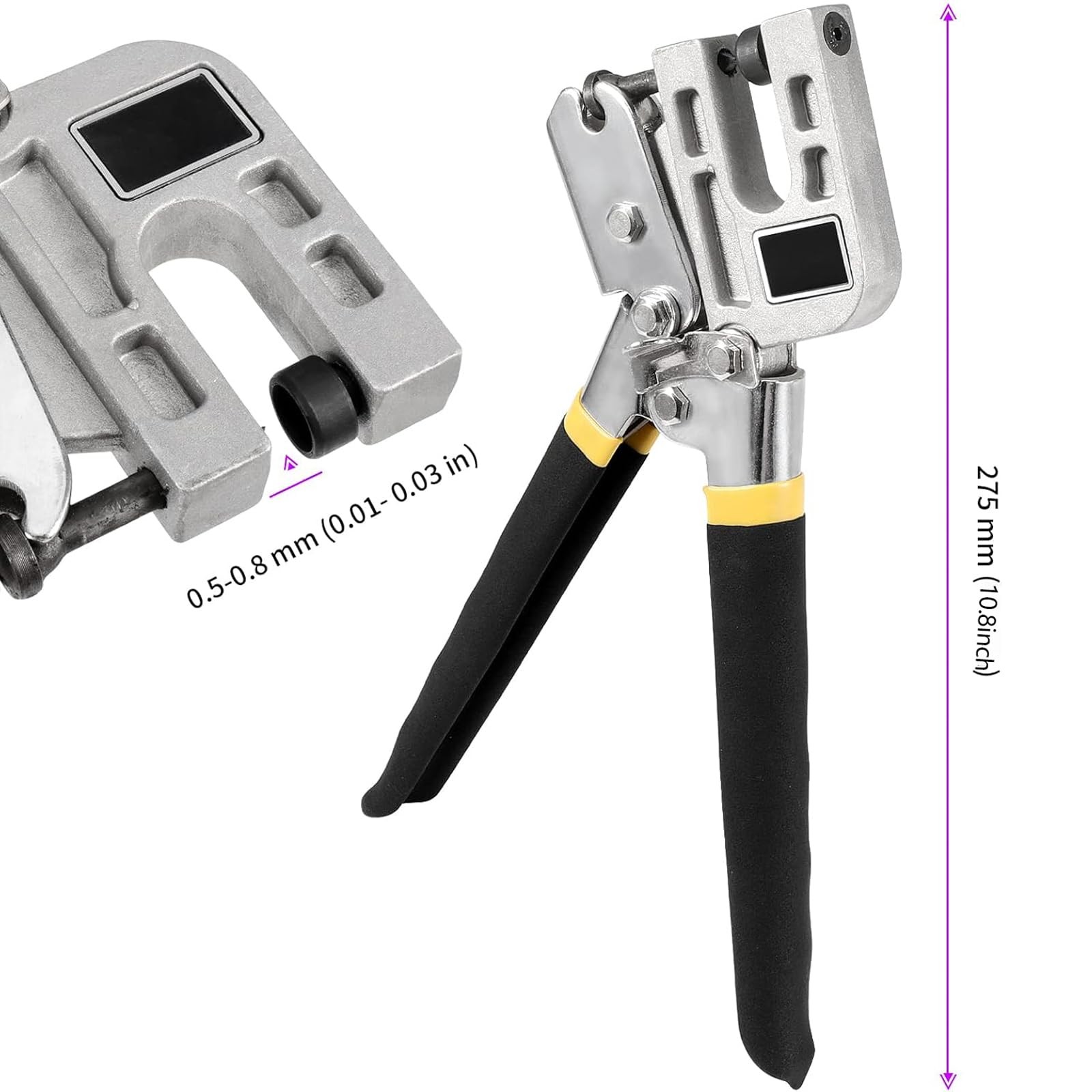 2 Pack 10 Inch Stud Crimper Pliers, Single Hand Stud Crimper Punch Lock Crimp…