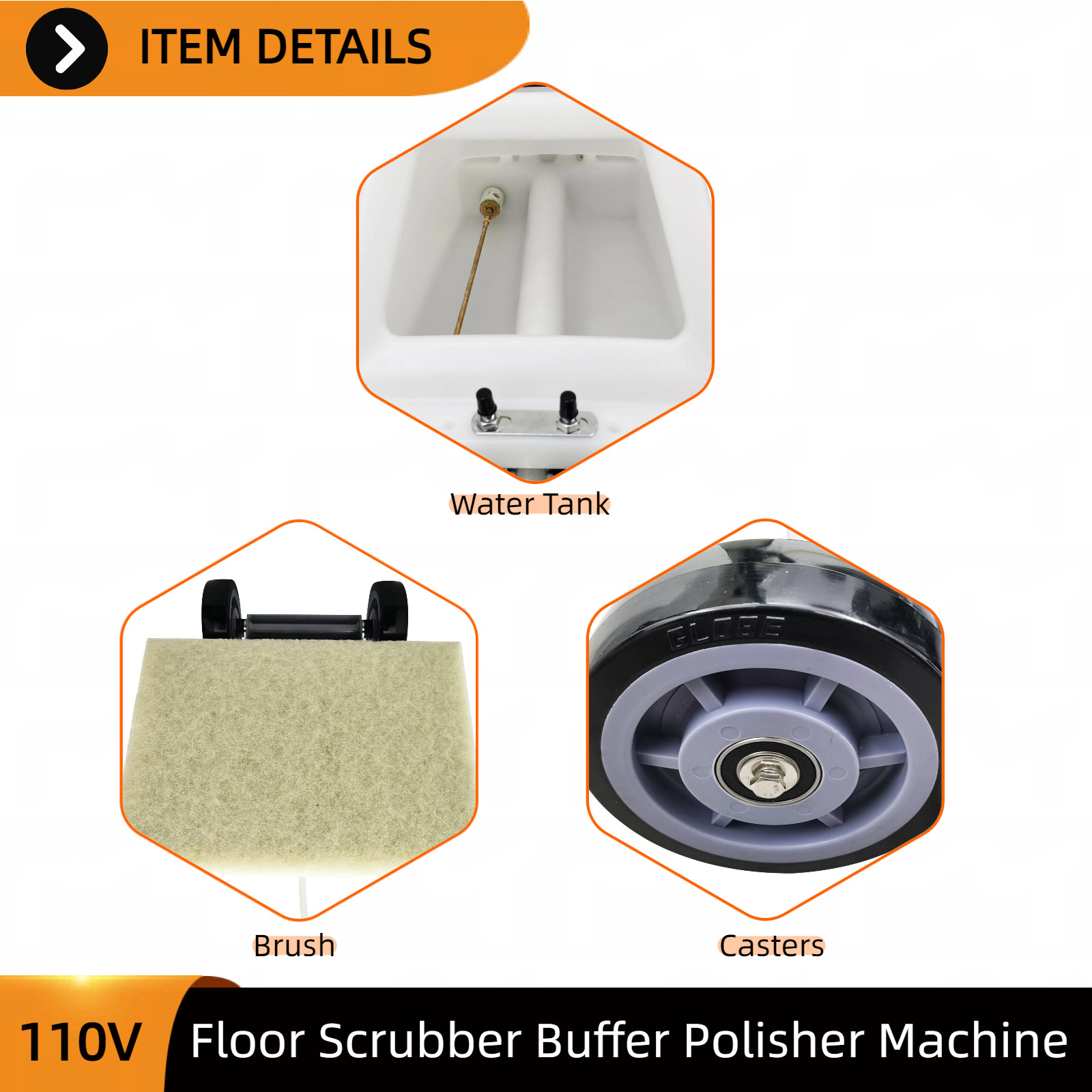 110V Floor Scrubber For Hard Floor Cleaning Marble Polishing & Carpet Washing