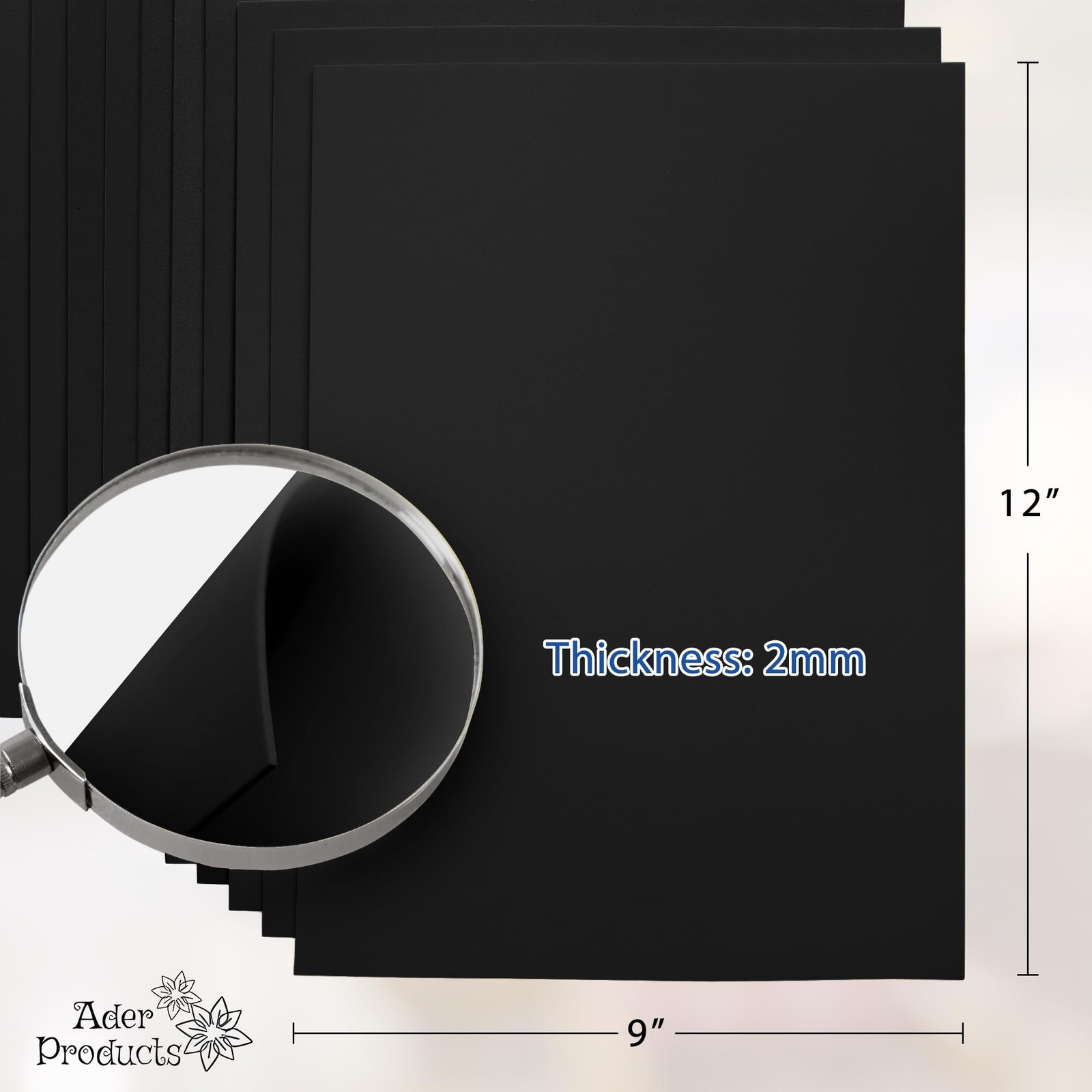 Black EVA Foam Sheets for Crafts, 15 Pack, 9 x 12 Inch, 2mm Thickness – Id