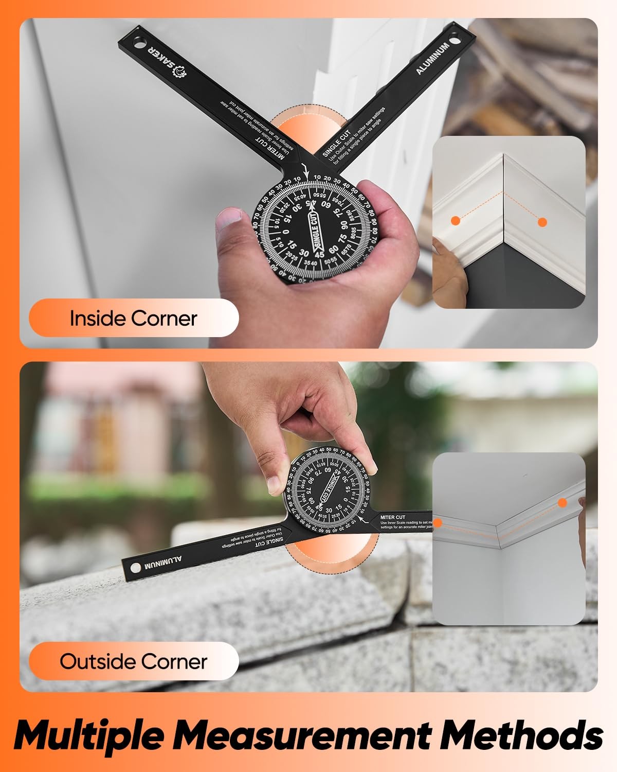 Saker Miter Saw Protractor|7-Inch Aluminum Protractor Angle Finder Black